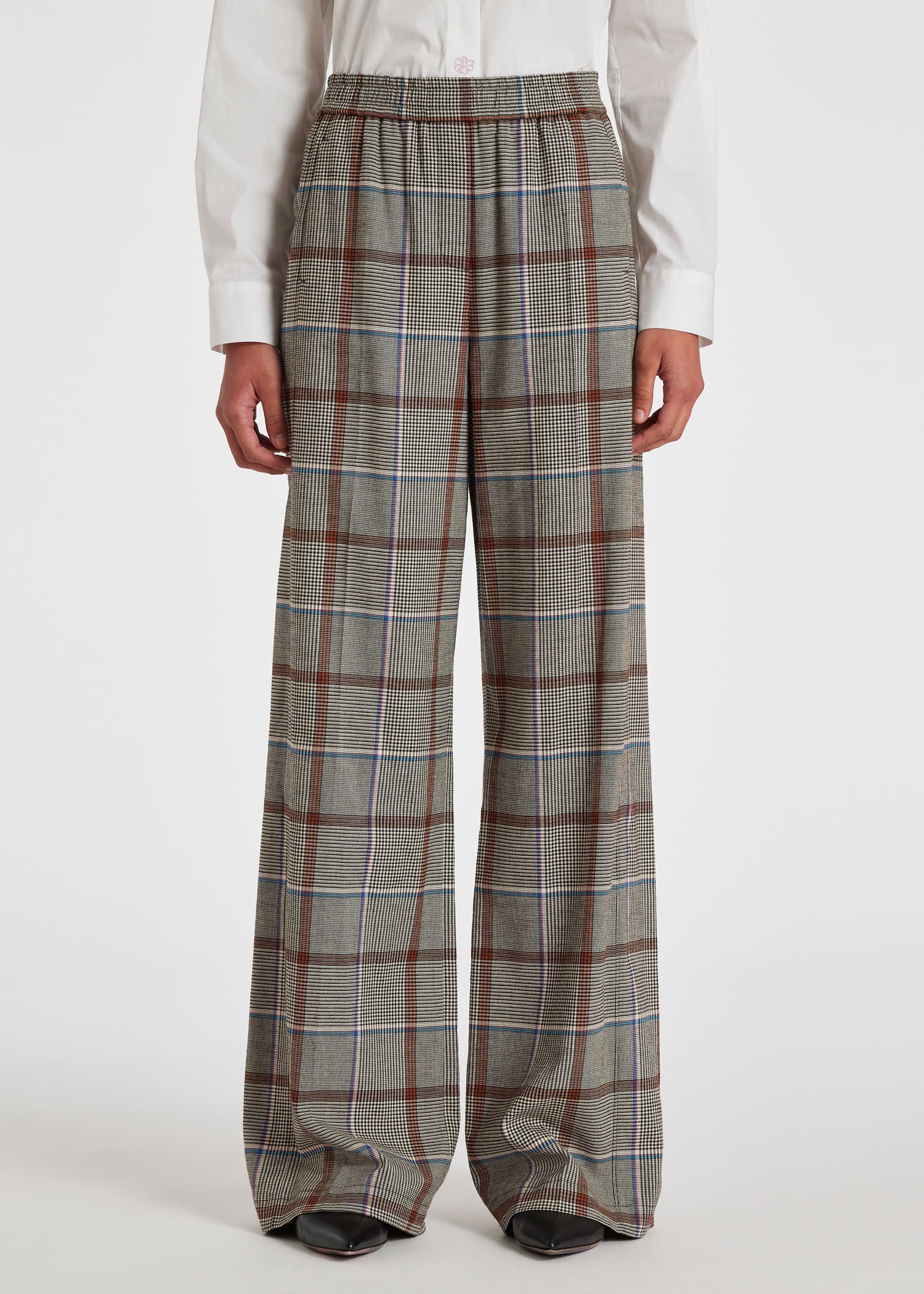 Wool 'Prince of Wales Check' Wide Leg Suit - 10