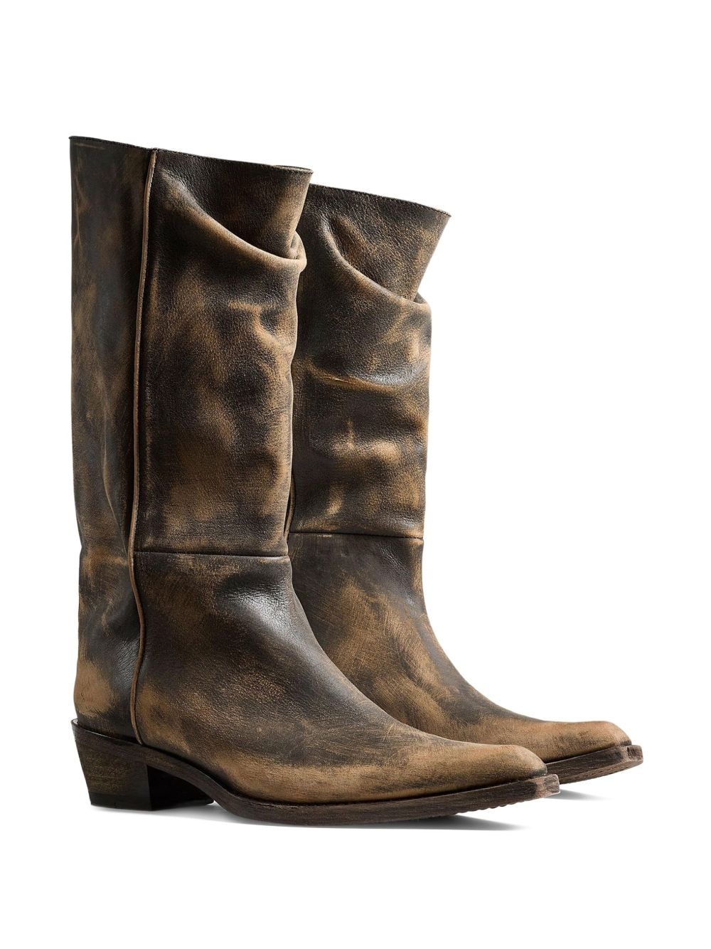 calf leather pointed-toe boots - 2