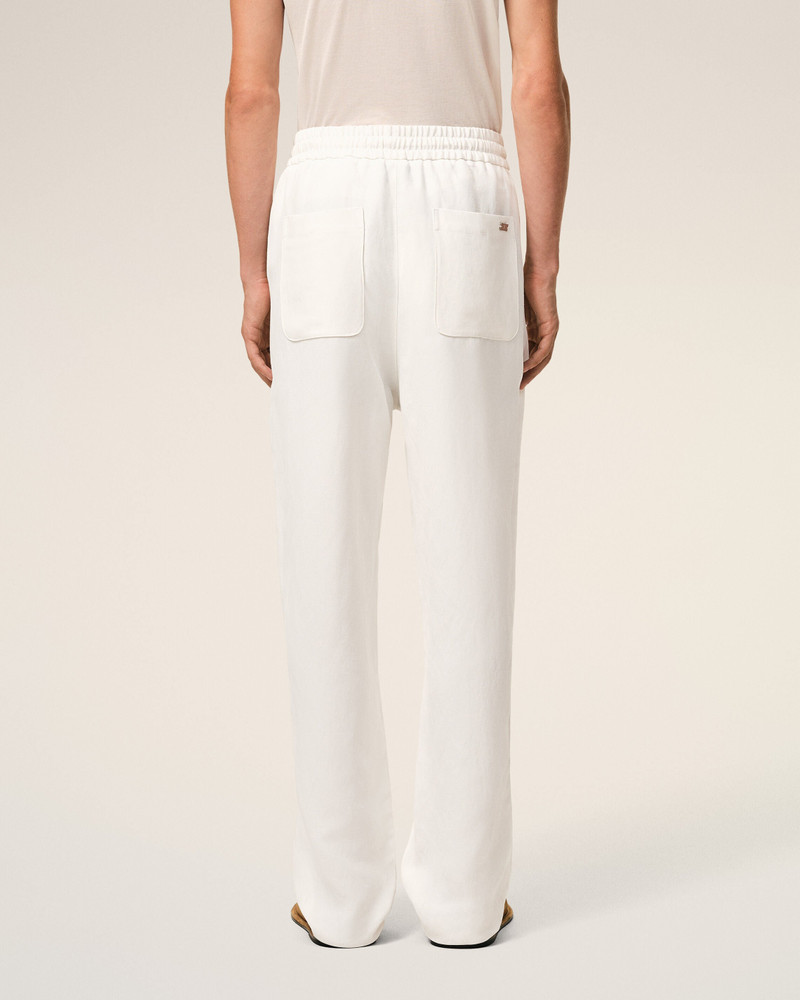 WHITE BLENDED LINEN ELASTICATED WAIST TROUSERS 4