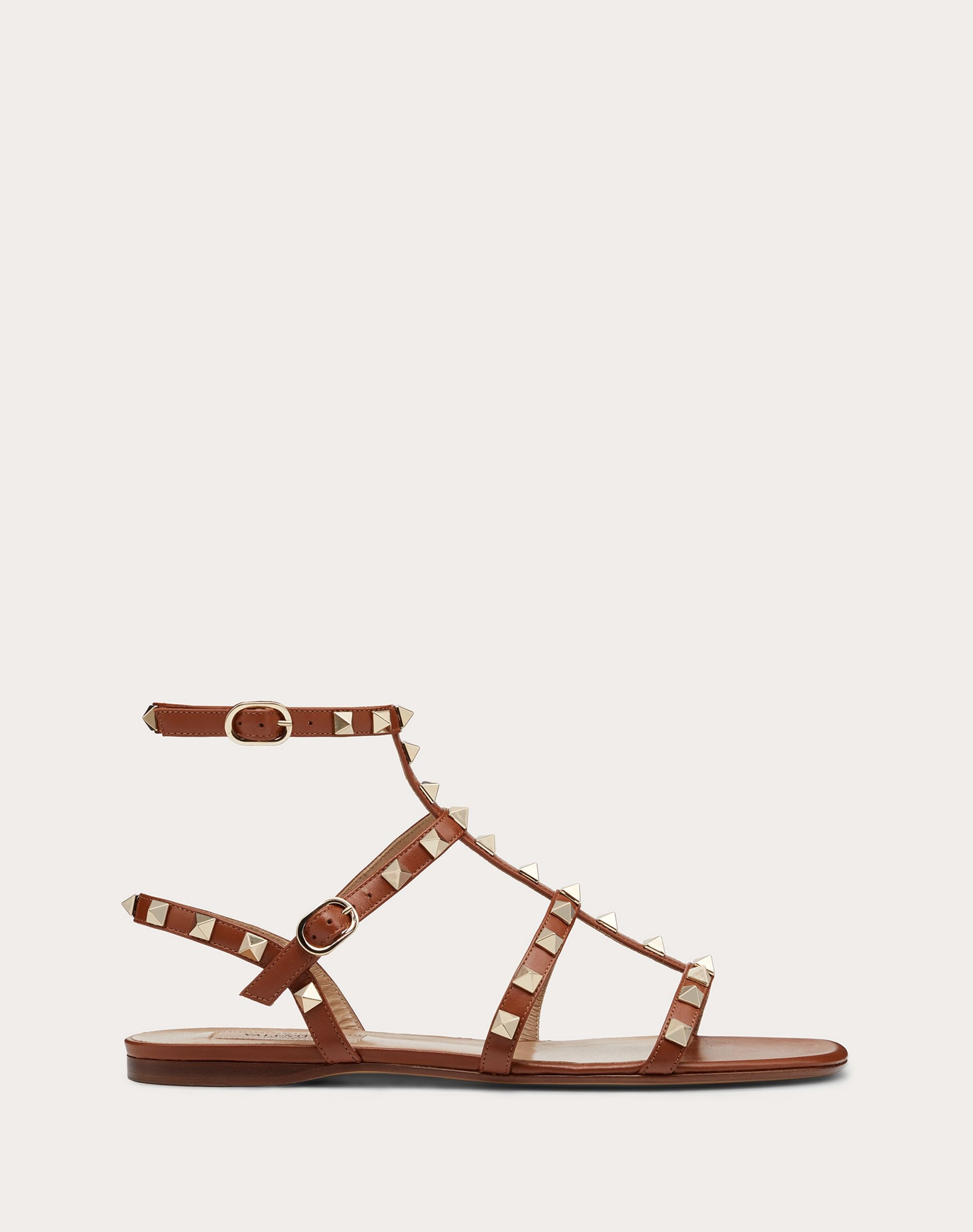 Rockstud Flat Calfskin Sandal with Straps - 1