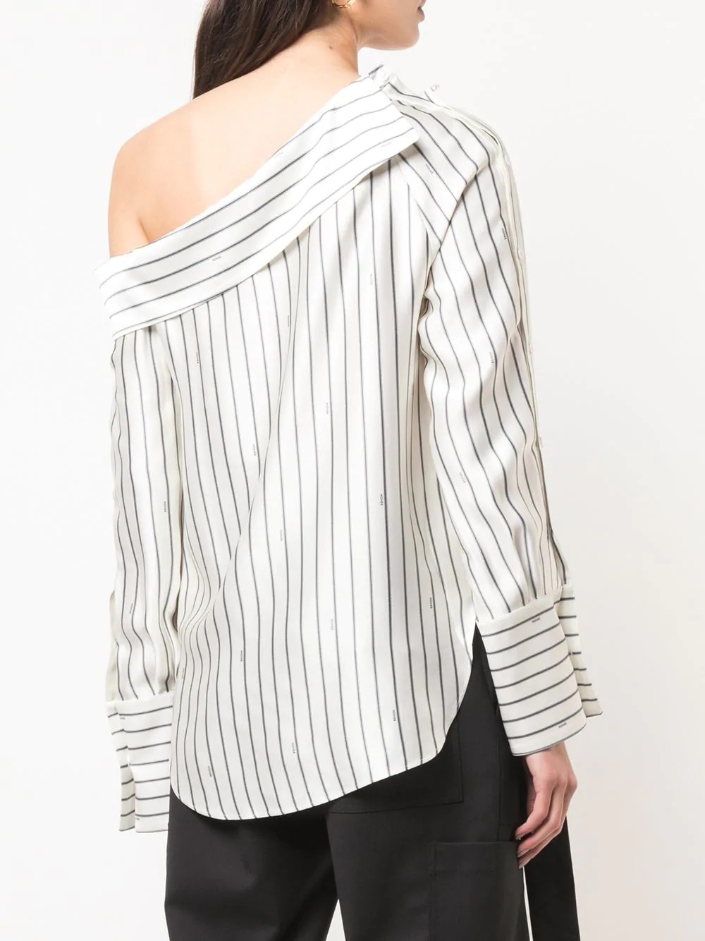 off shoulder pinstripe shirt - 4