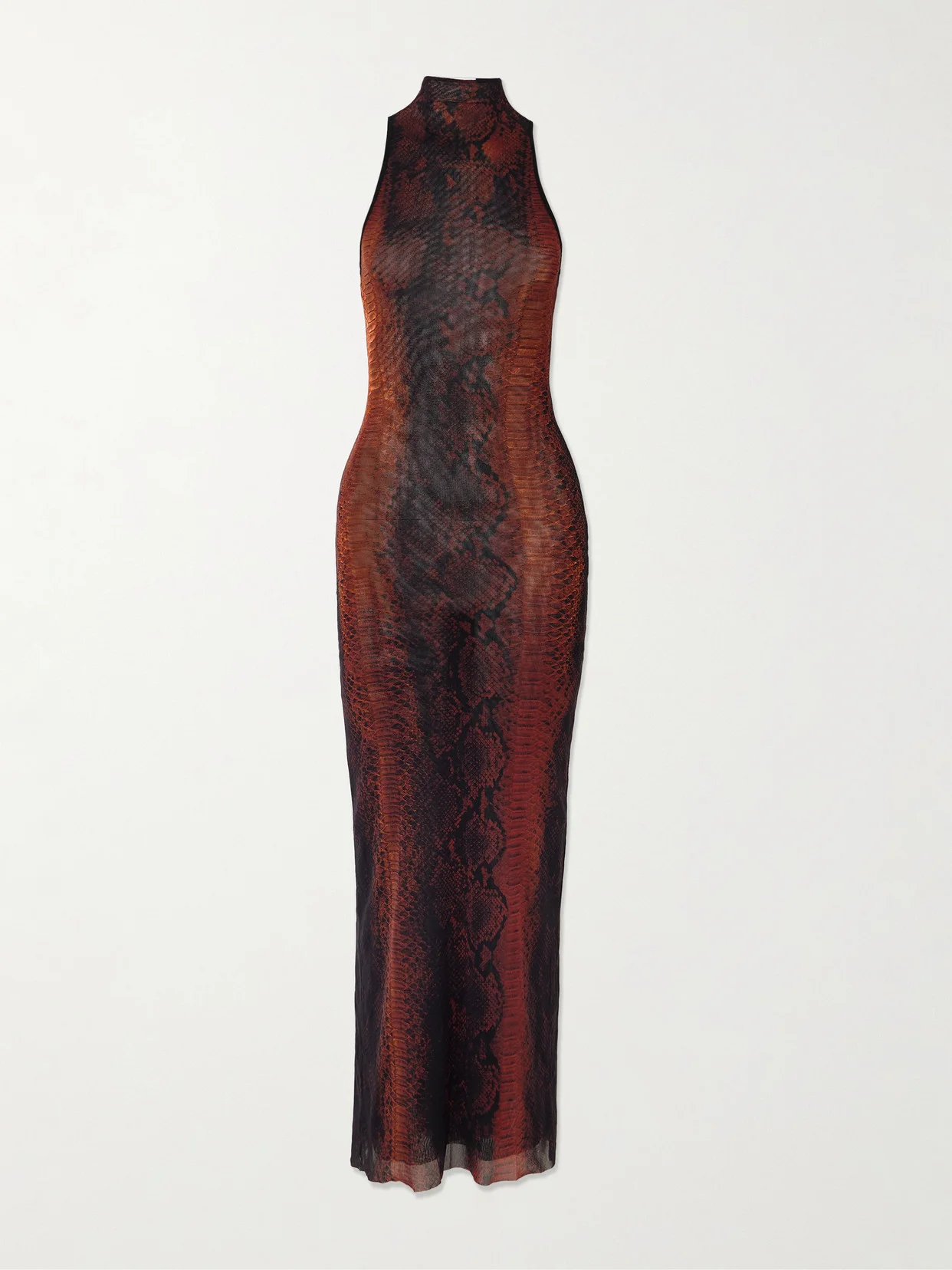 Snake-print Mesh Midi Dress - 1