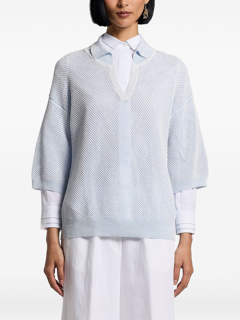 sequinned cotton yarn polo shirt 1