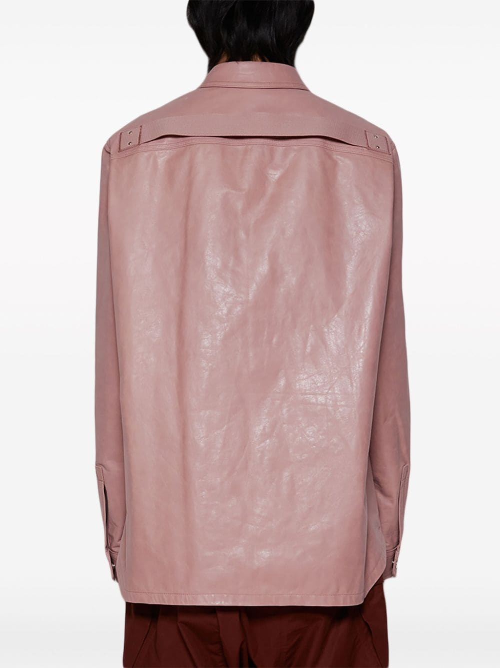 press-stud leather shirt - 5
