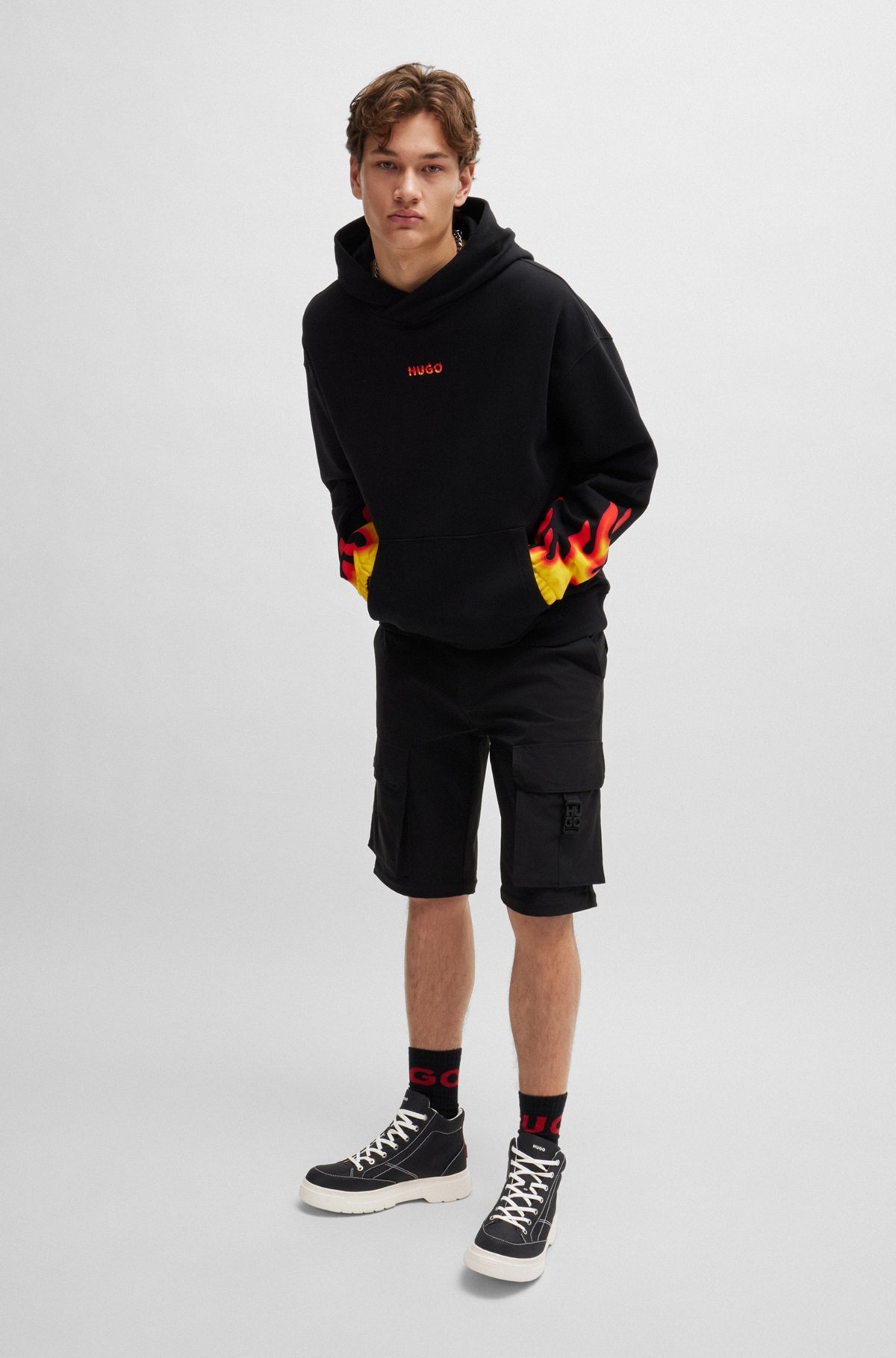 HIGH-TOP TRAINERS WITH RED STACKED-LOGO BADGE - 3