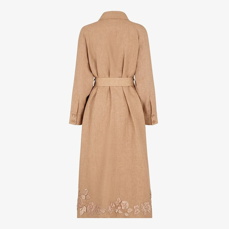 FENDI Beige linen trench coat outlook