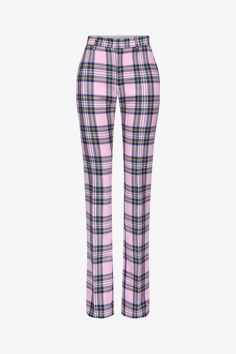 BACK SLIT CHECKED TROUSER - 1