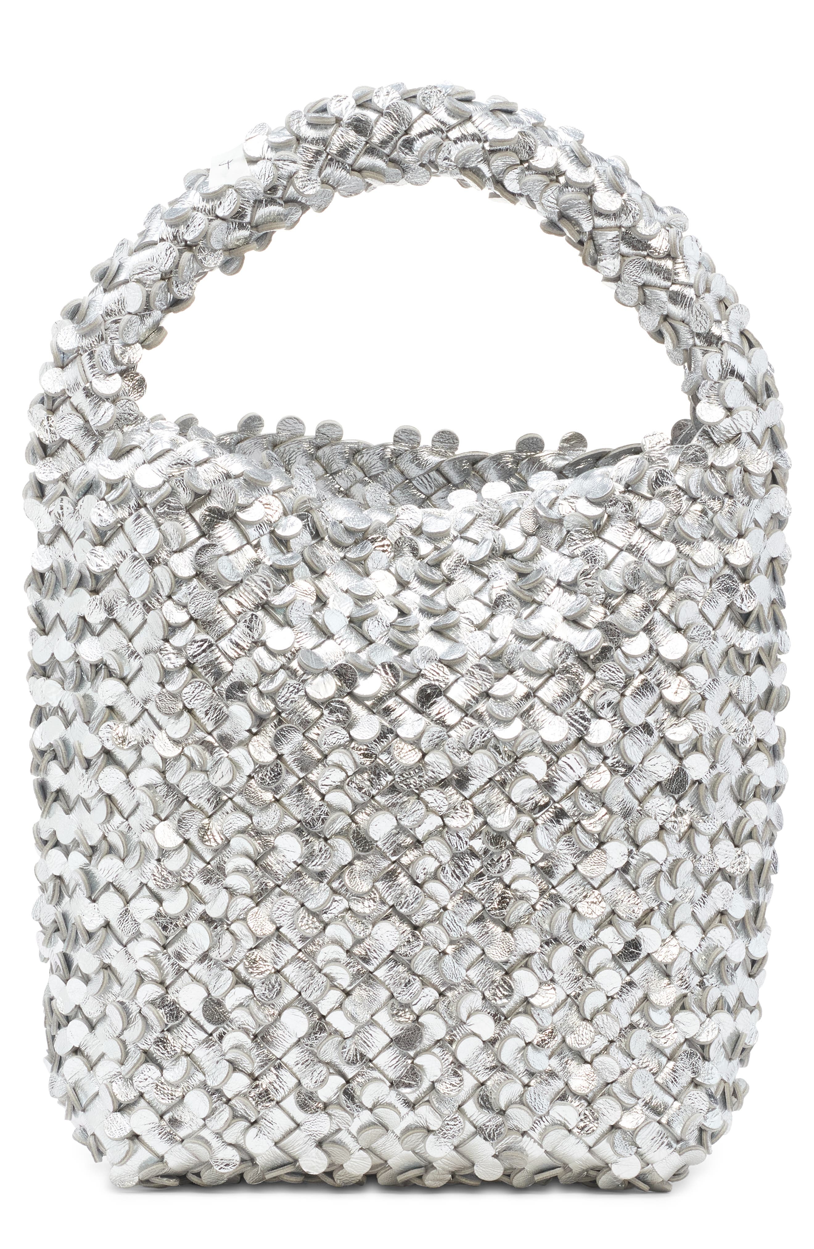 Bottega Veneta Cabat Mirror Confetti Leather Top Handle Bag in Silver/Gold at Nordstrom - 1