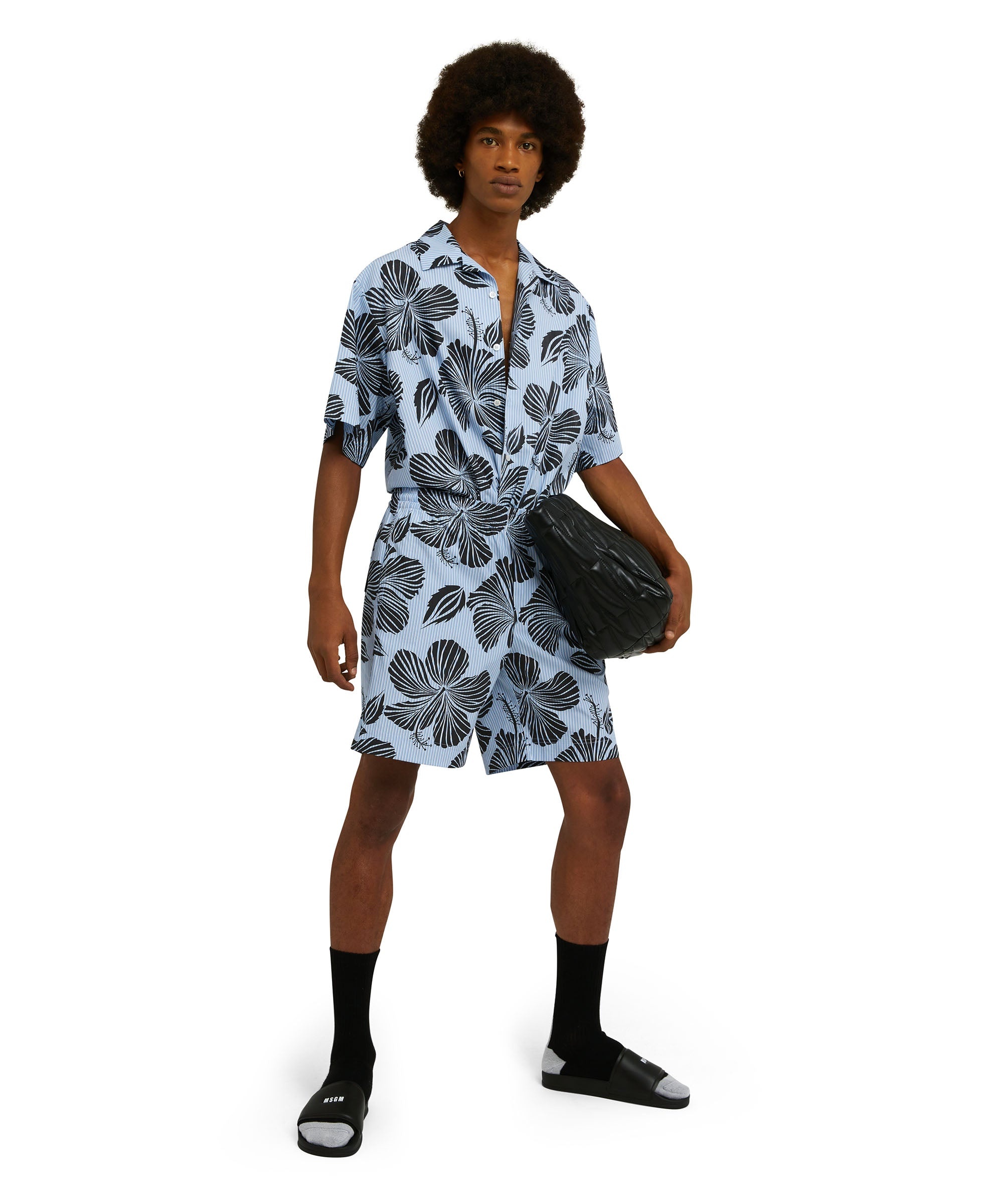 Poplin cotton Bermuda shorts with "Hibuscus" print - 5