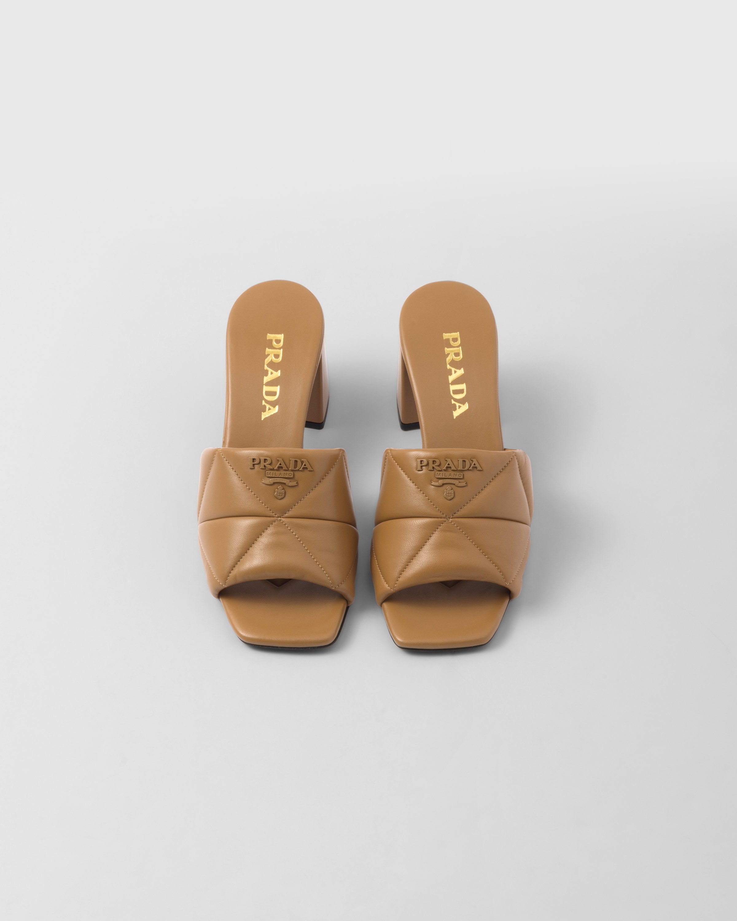 Quilted nappa leather heeled sandals - 4