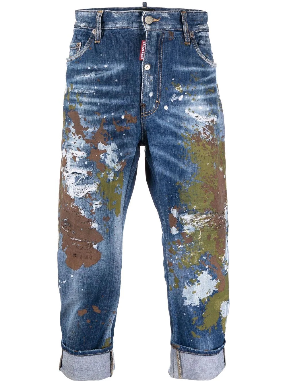 paint-splatter cropped jeans - 1