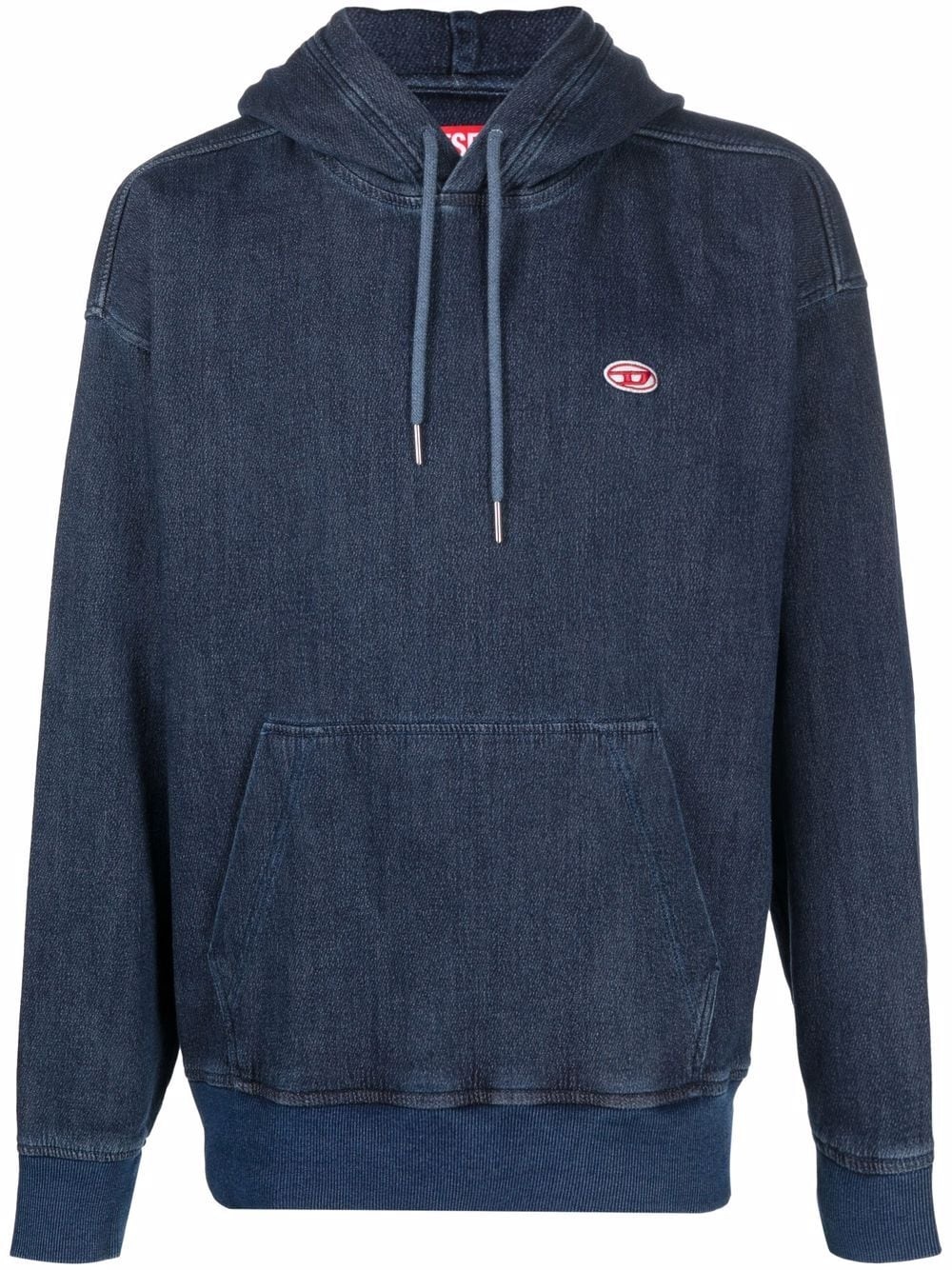 logo-patch denim hoodie - 1