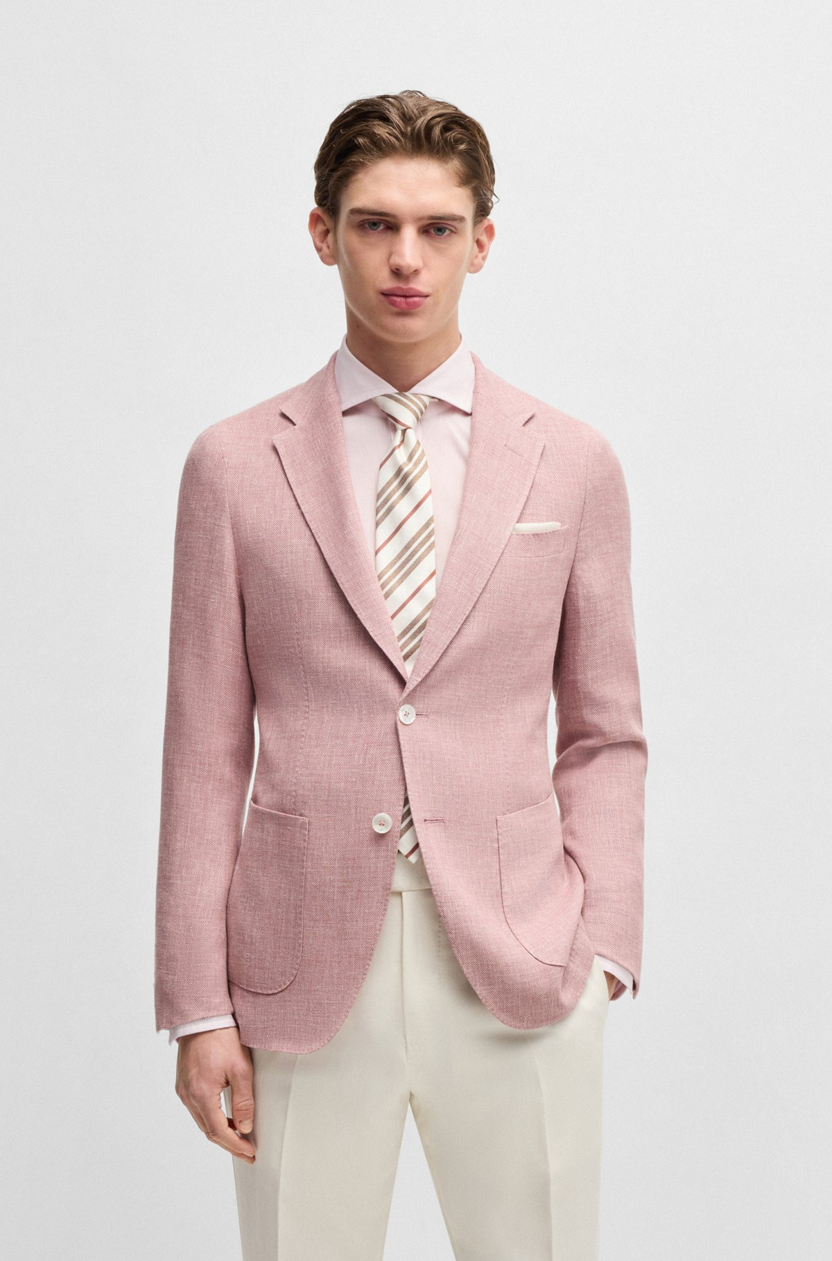 SLIM-FIT BLAZER IN LINEN, WOOL, SILK AND STRETCH - 2