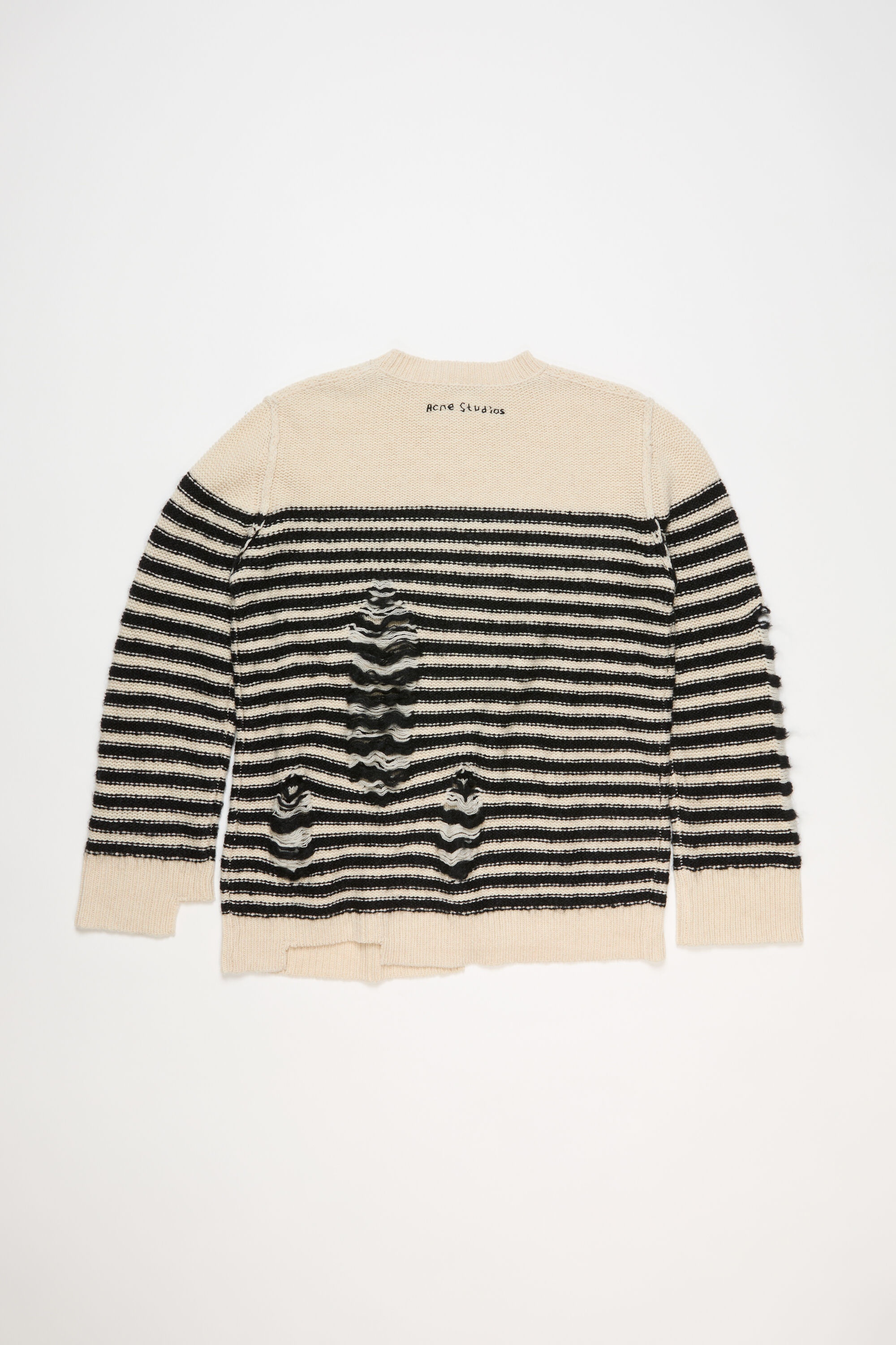 Distressed wool jumper - Black/oatmeal melange - 2