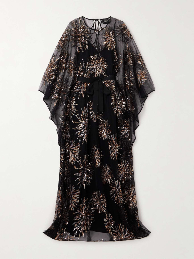 Gran Soleil belted sequin-embellished tulle kaftan 1