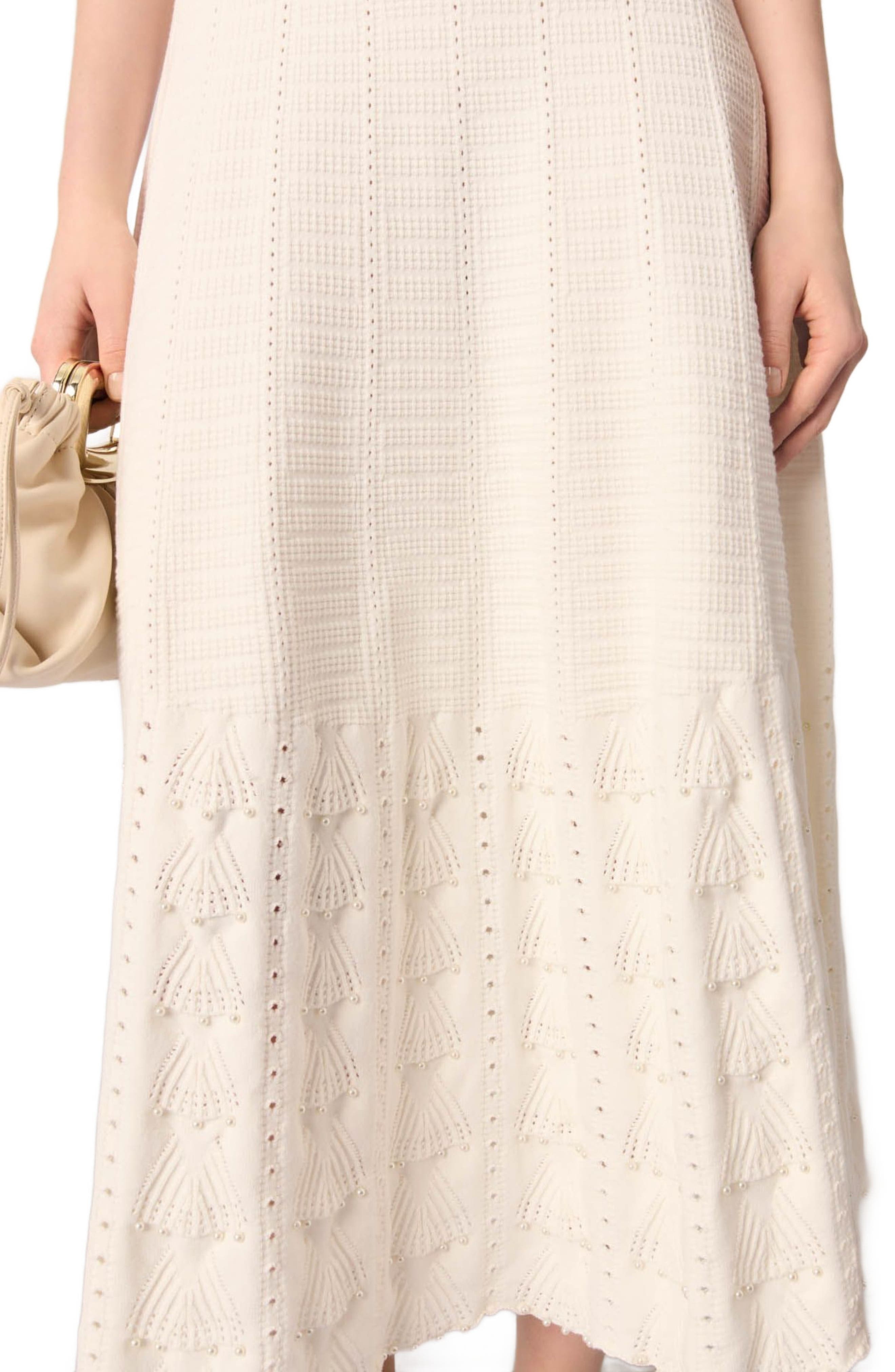 maje Beaded pointelle knit dress in White at Nordstrom - 5