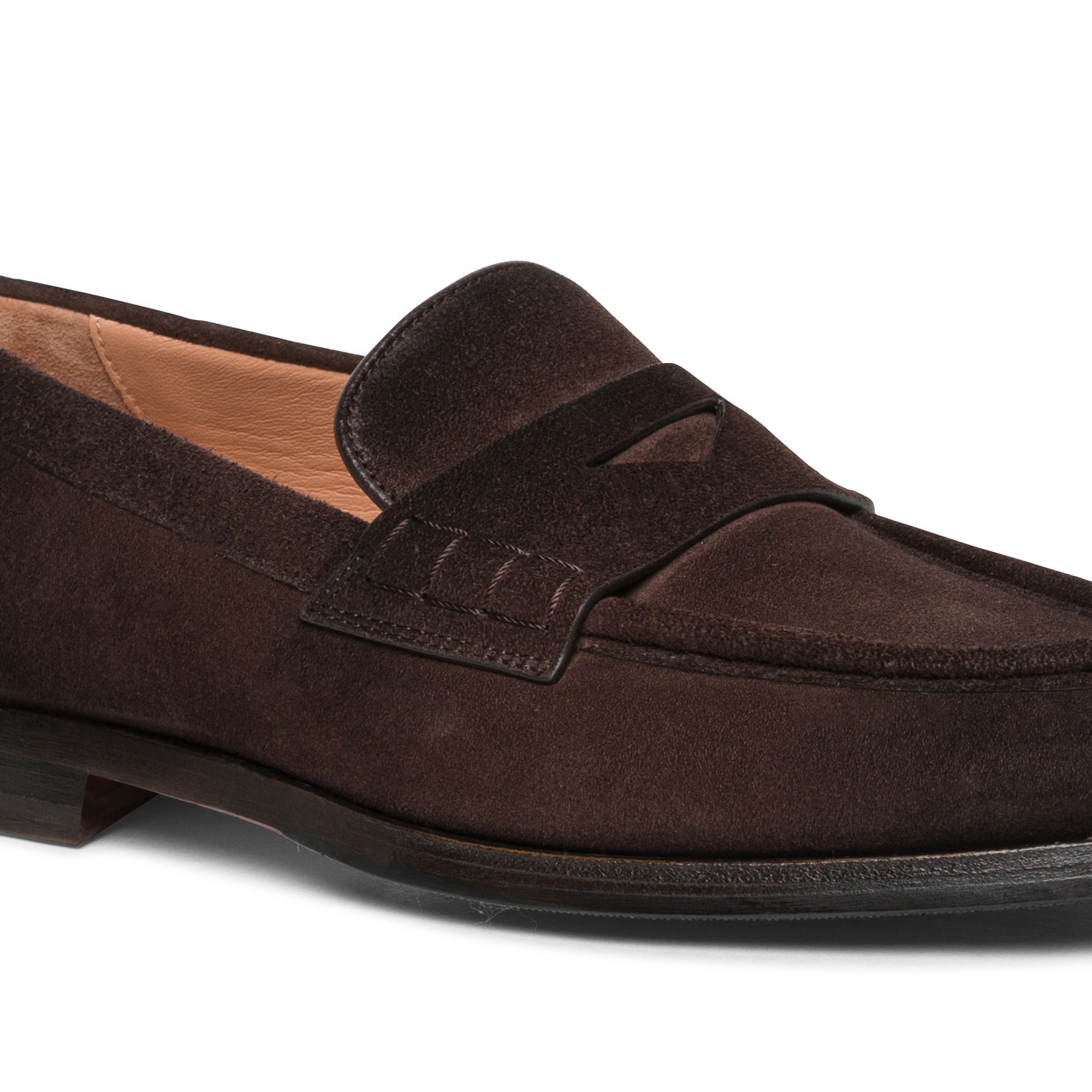 Women's dark brown suede penny loafer - 5