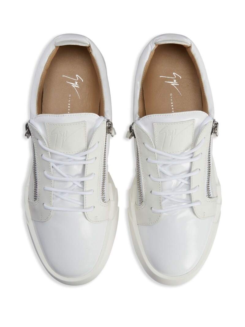 zip-up leather sneakers - 4