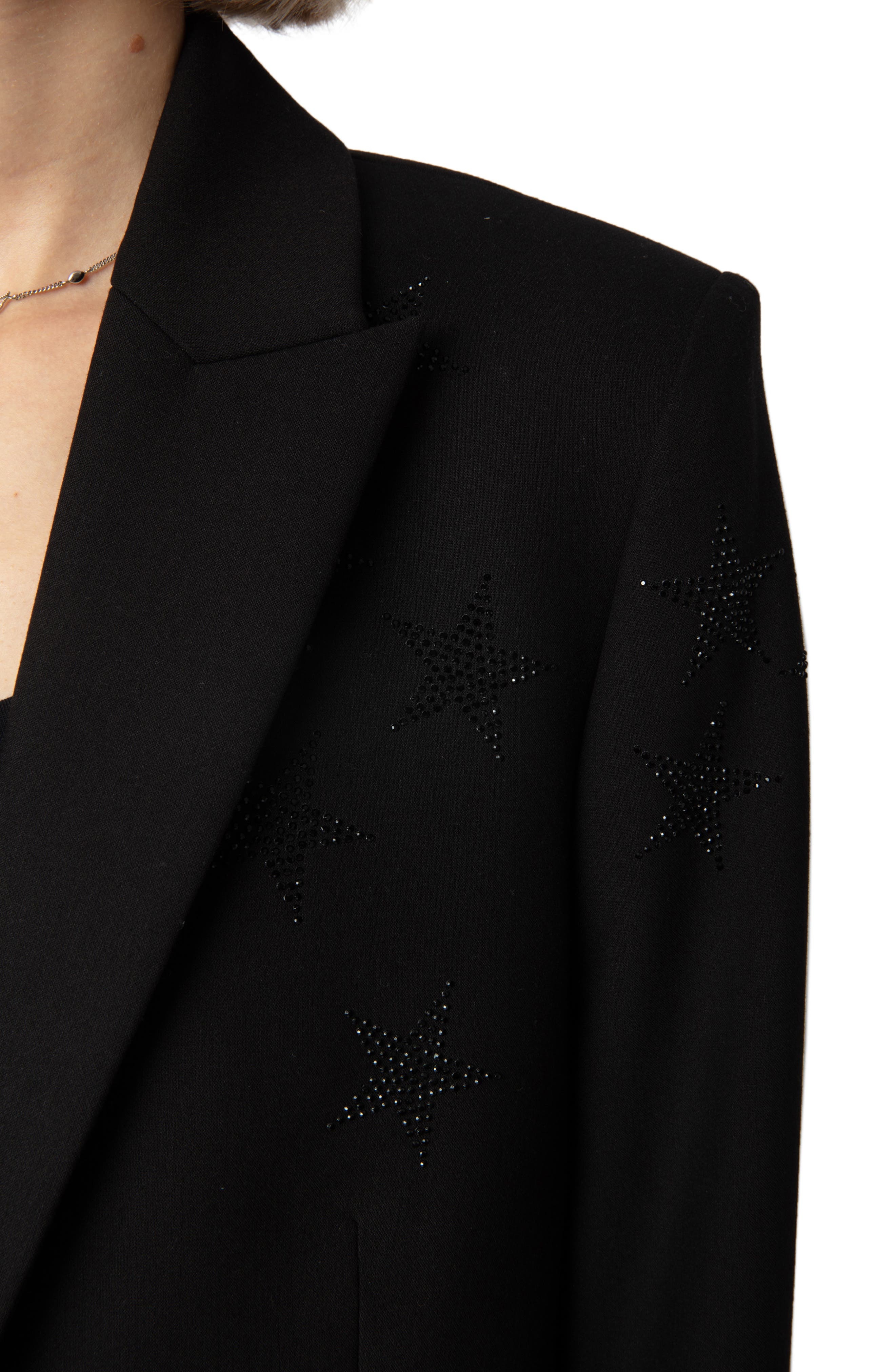 Zadig & Voltaire Viva Strass Star Embellished Blazer in Black at Nordstrom - 4