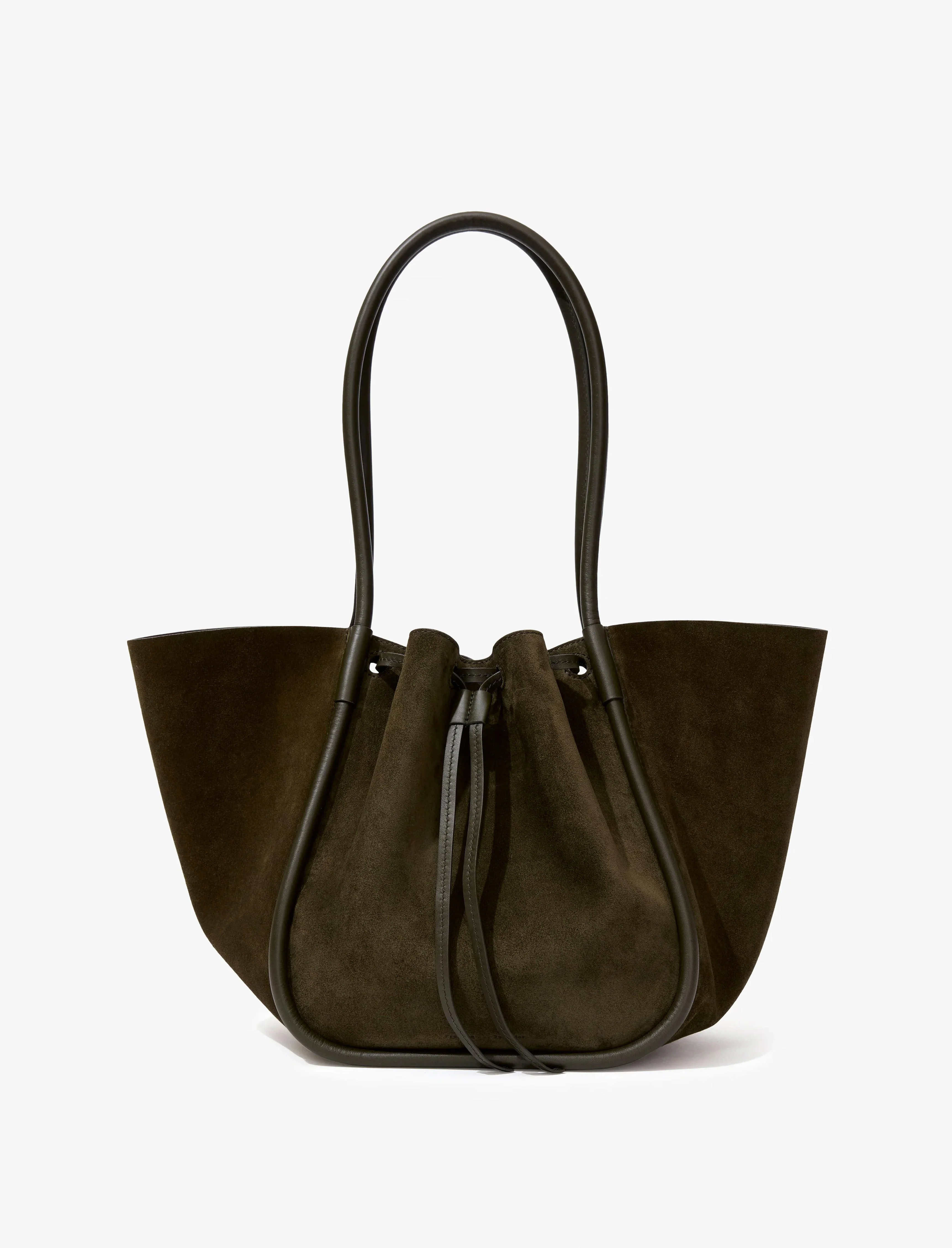 Large Ruched Tote in Soft Suede - 1