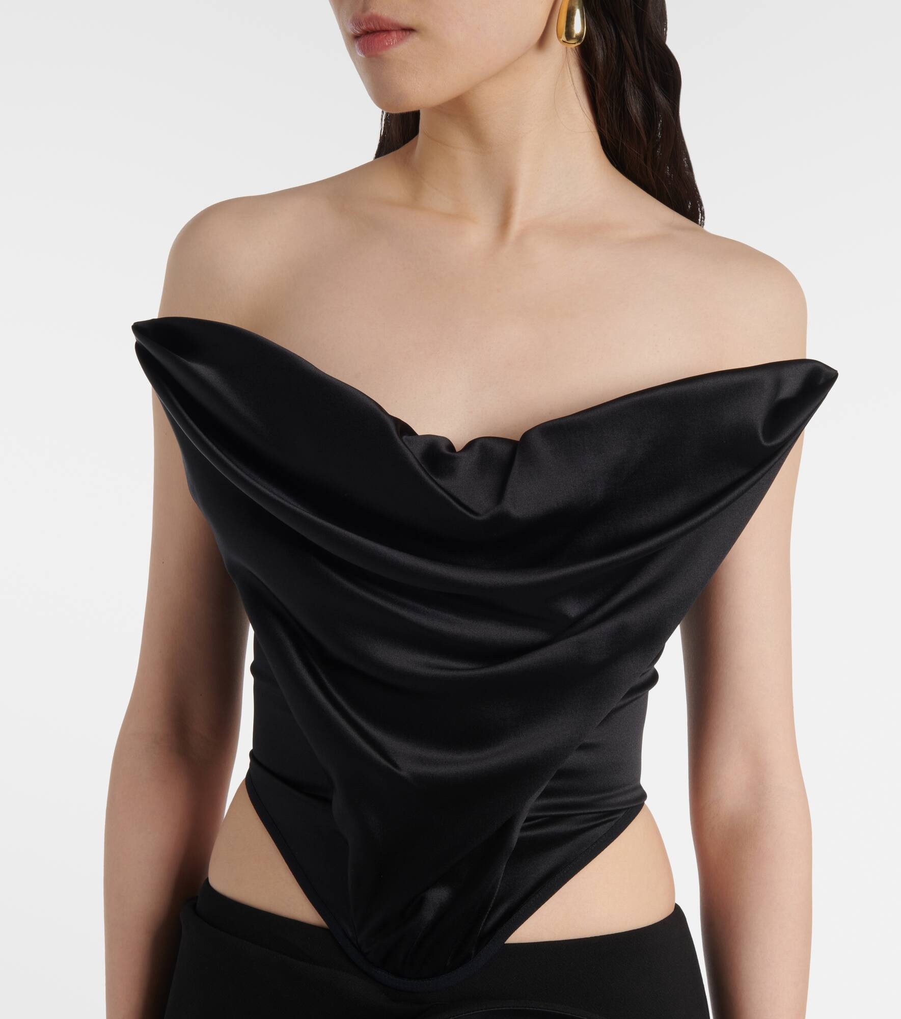 Draped silk-blend satin corset - 4