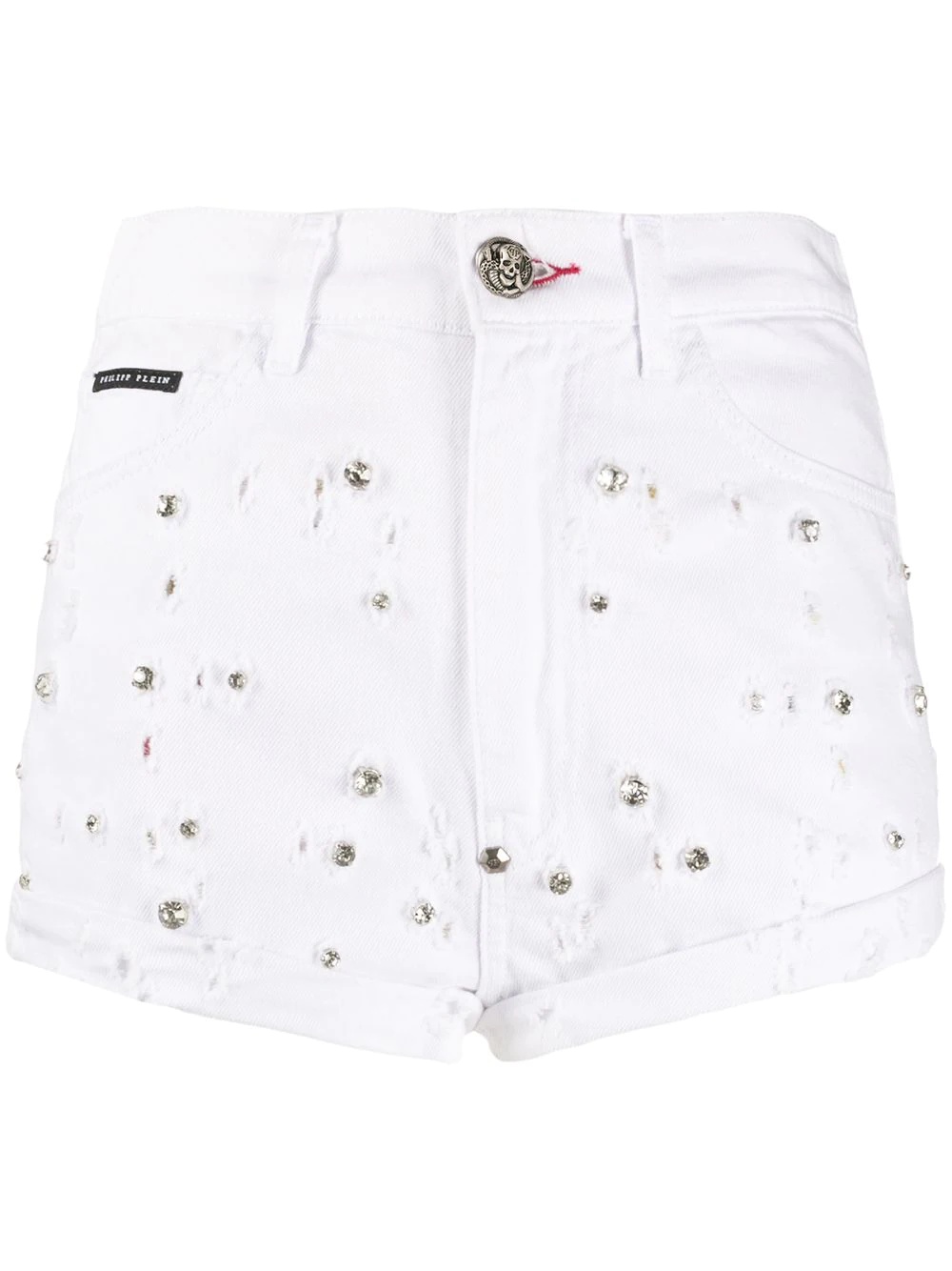 high-rise crystal-embellished shorts - 1