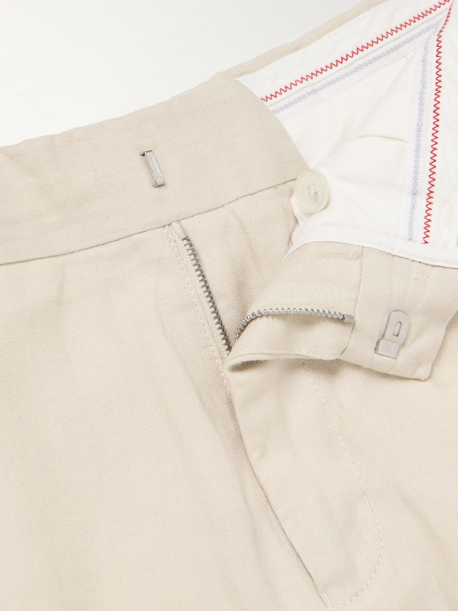 Griffon Tapered Linen Trousers Ecru - 6