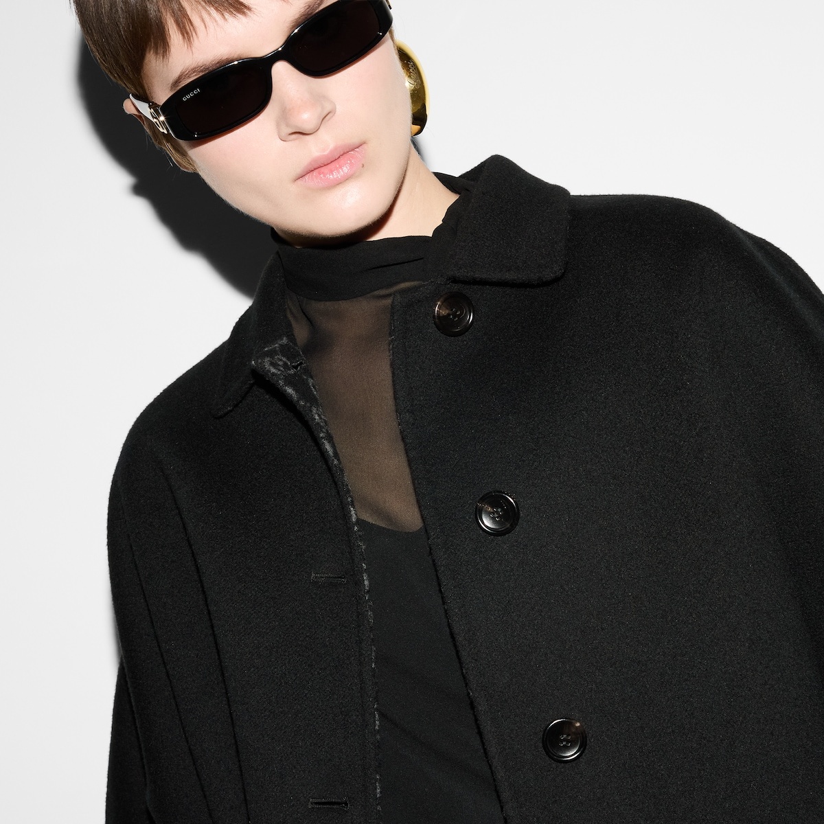 Reversible GG silk wool coat - 5