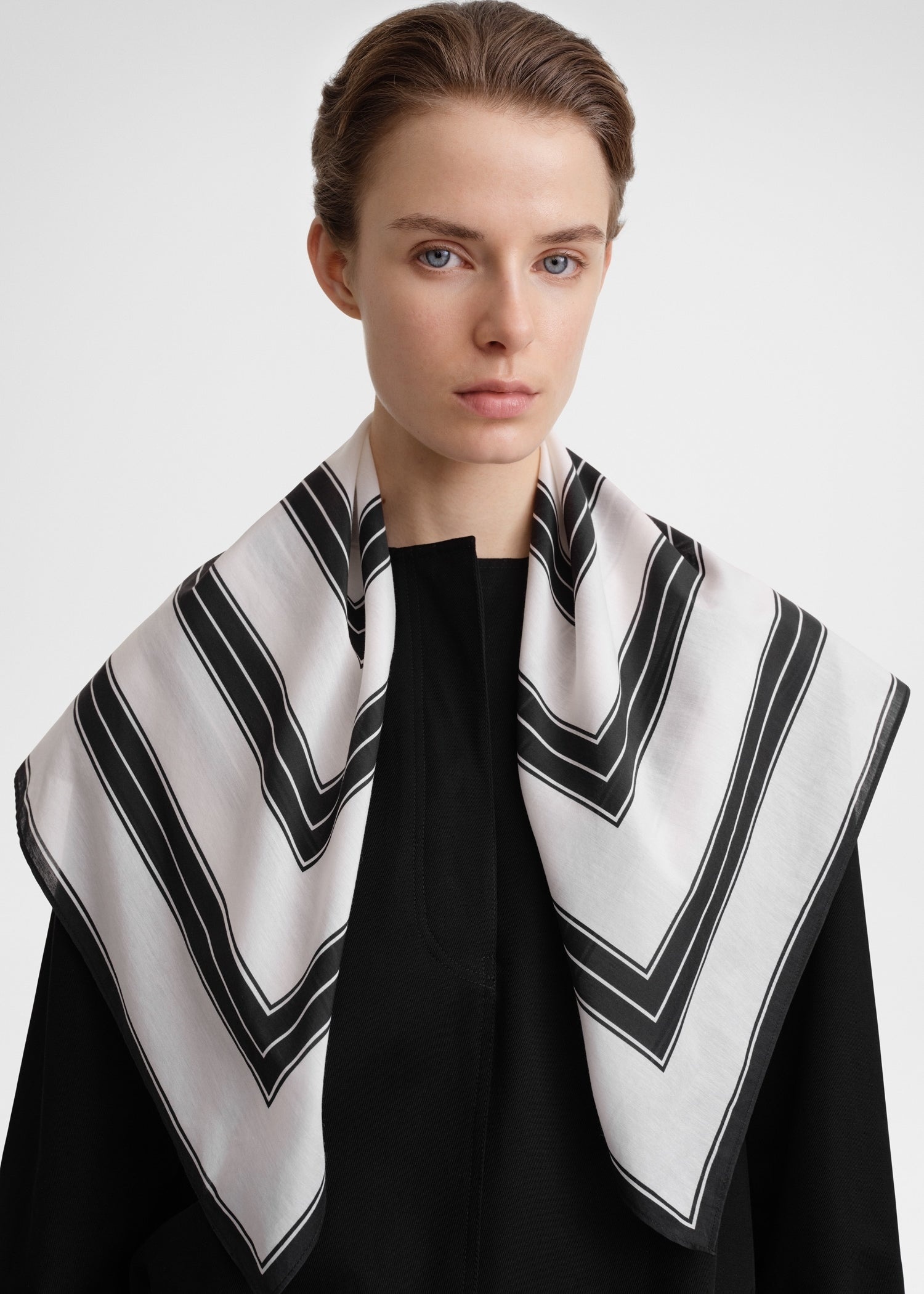 Striped cotton silk bandana black/white - 3