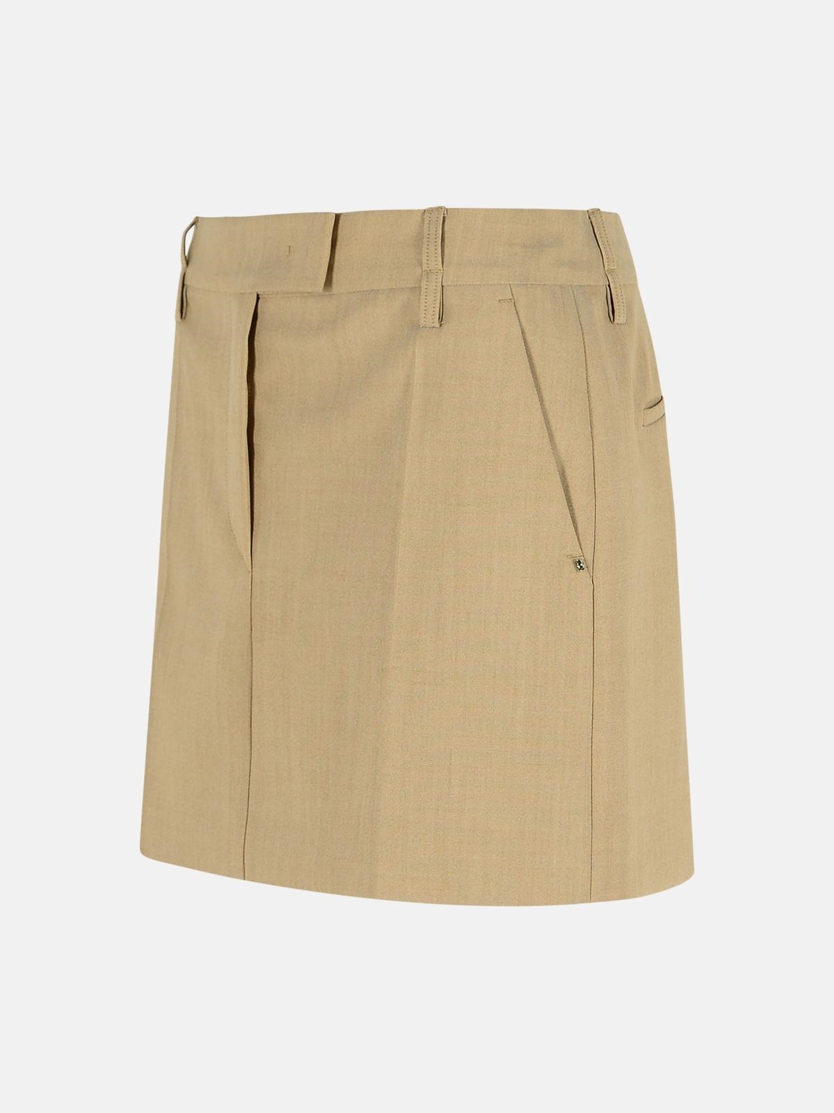 'FIFY' BEIGE BROWN VIRGIN WOOL MINISKIRT - 2