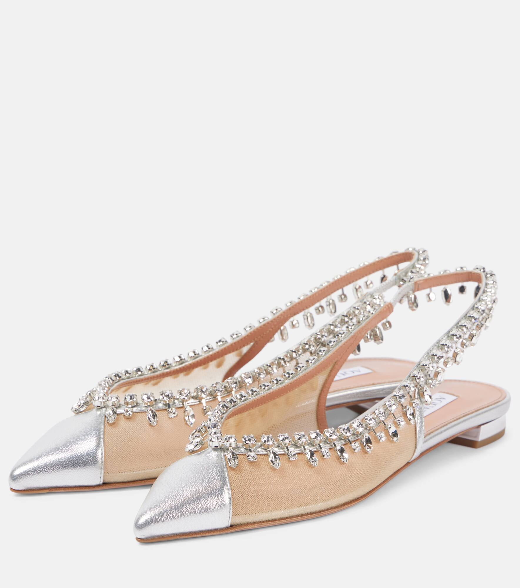 Temptation Crystal mesh slingback flats - 4