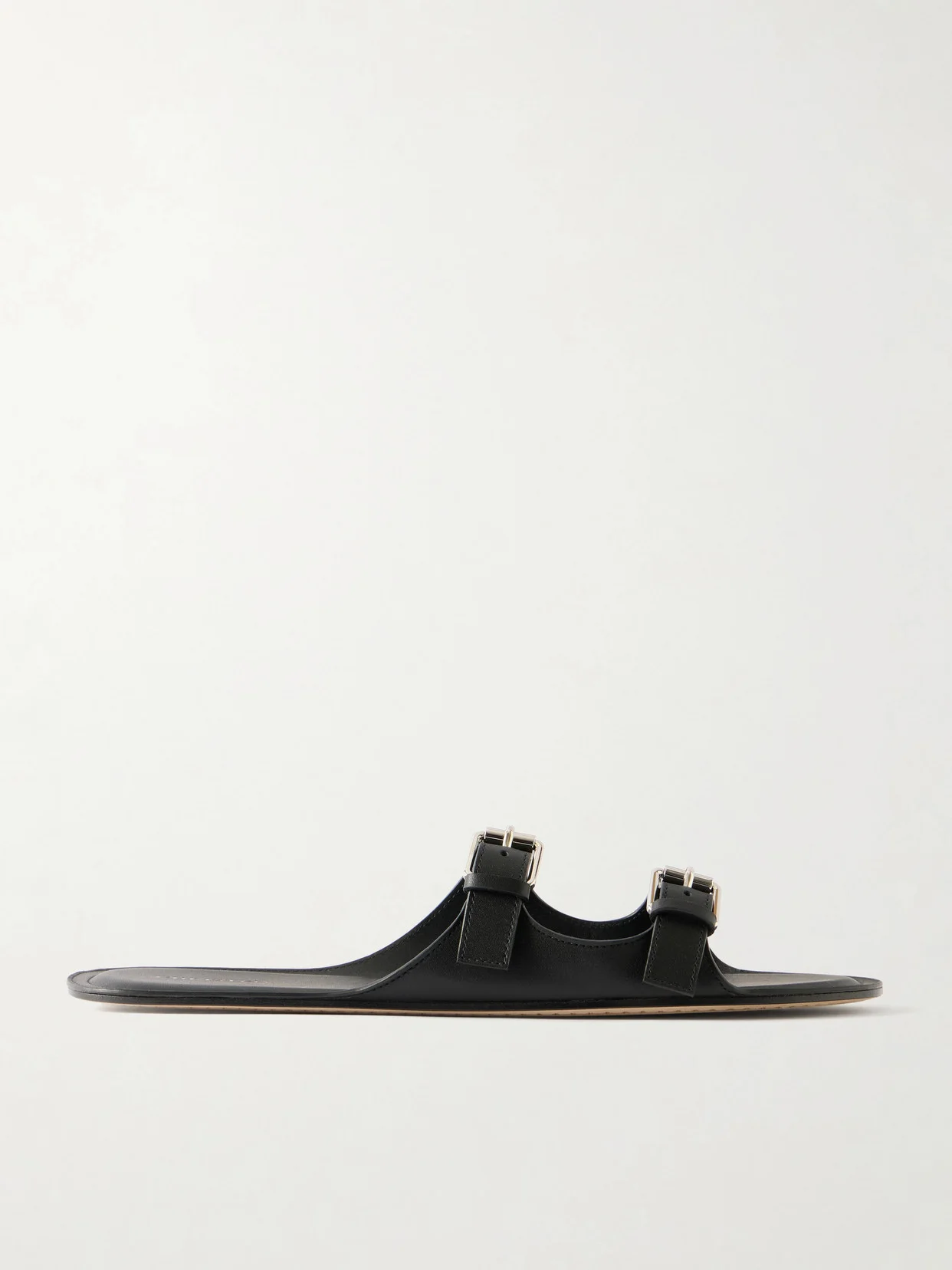 Buckled Leather Flat Sandals - 1