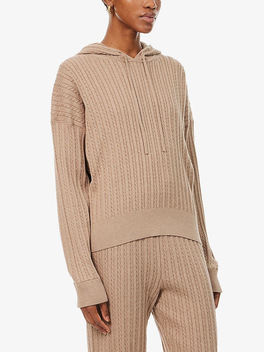 Cable-knit long-sleeve cotton and cashmere hoody - 3