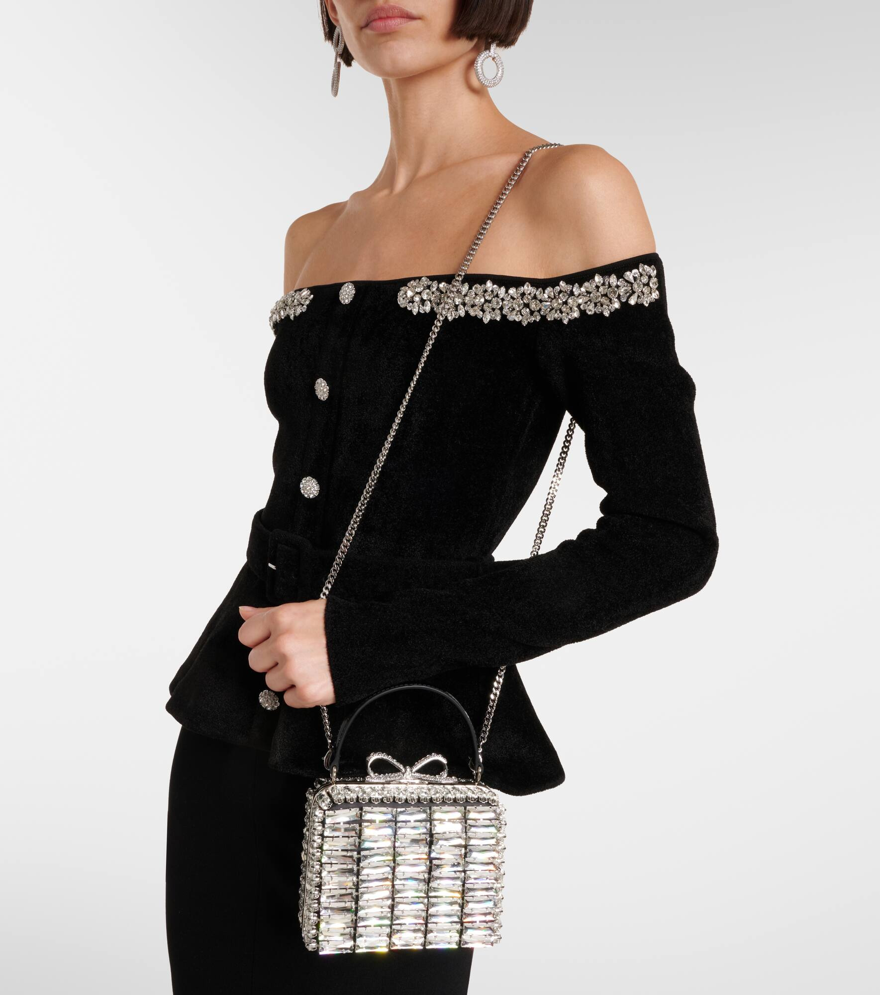 Micro crystal-embellished clutch - 6