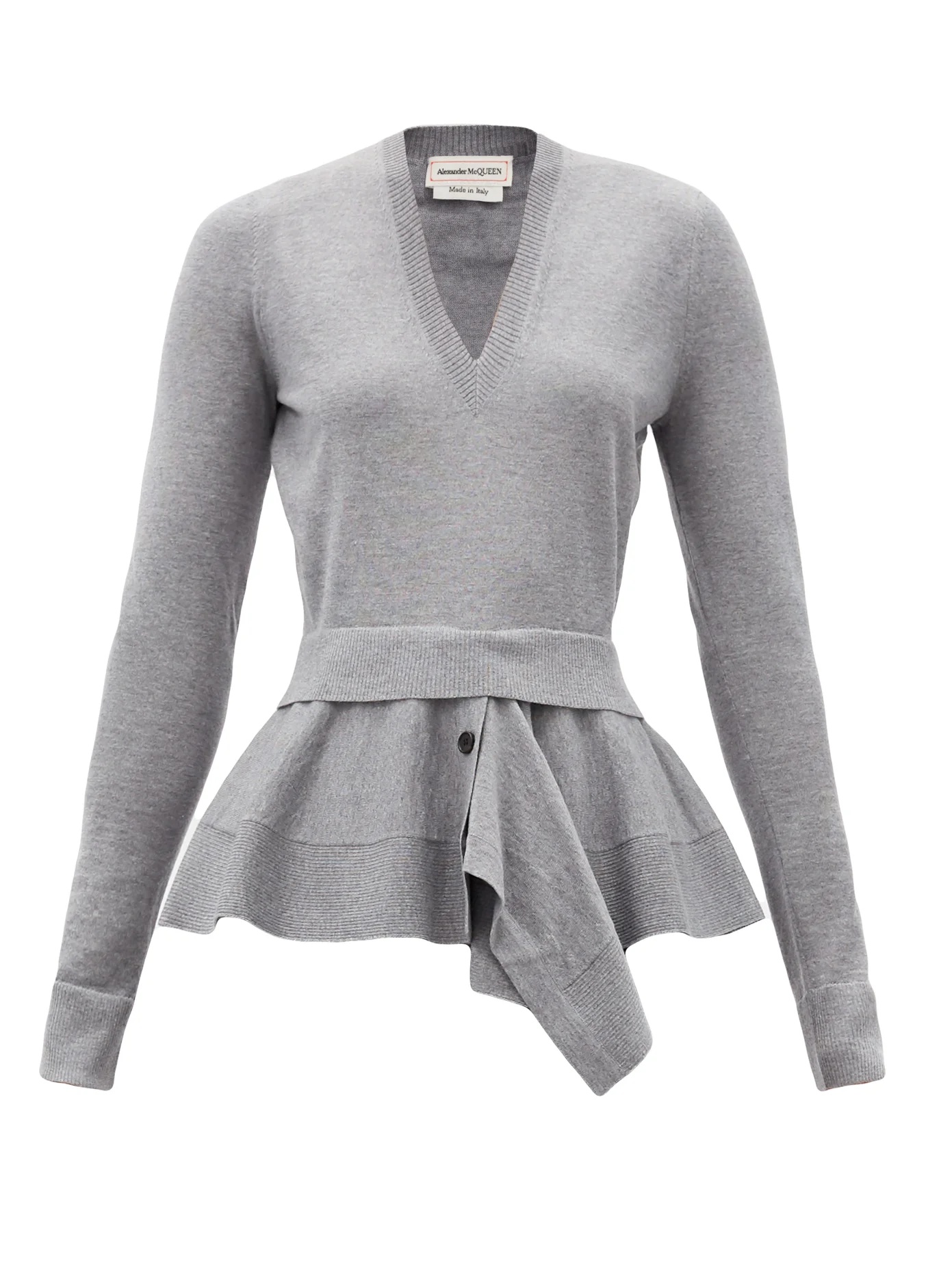 Peplum-panel wool-blend sweater - 1