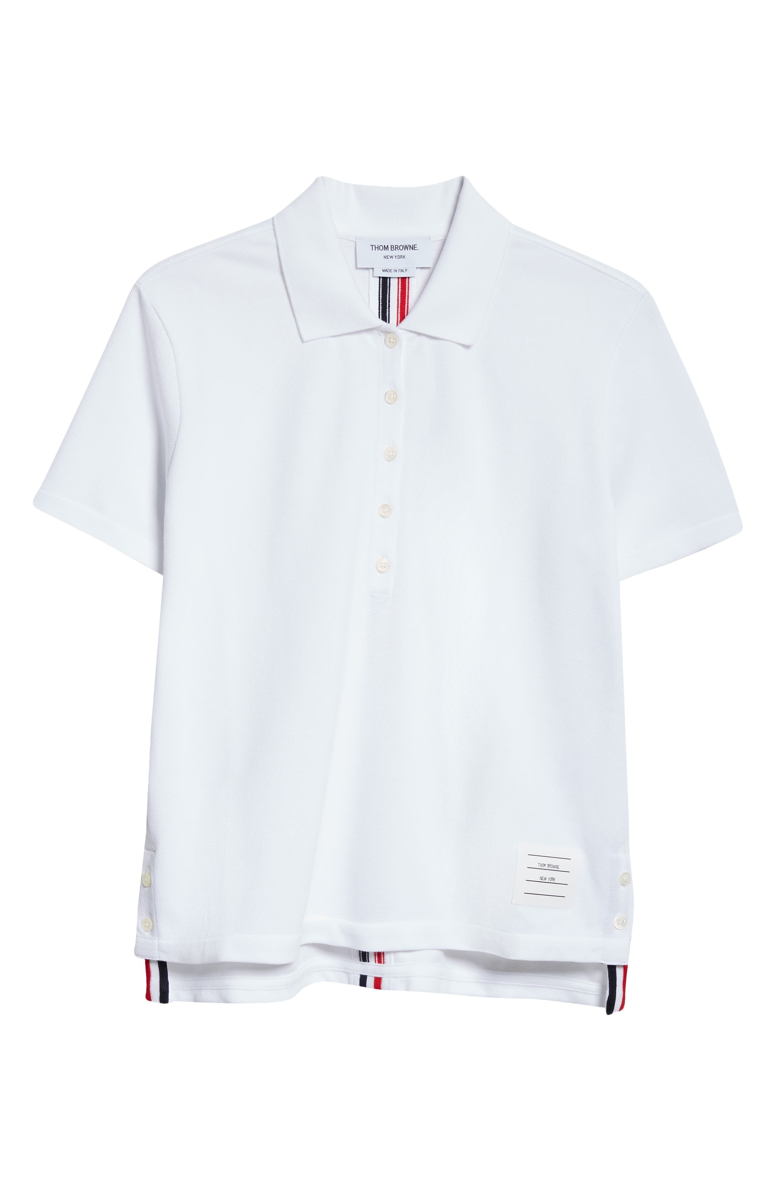 Thom Browne Stripe Piqué Polo in White at Nordstrom - 6
