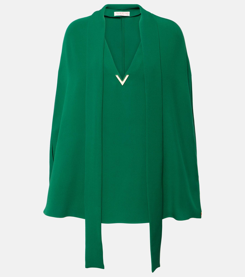 Caped tie-neck silk blouse 1