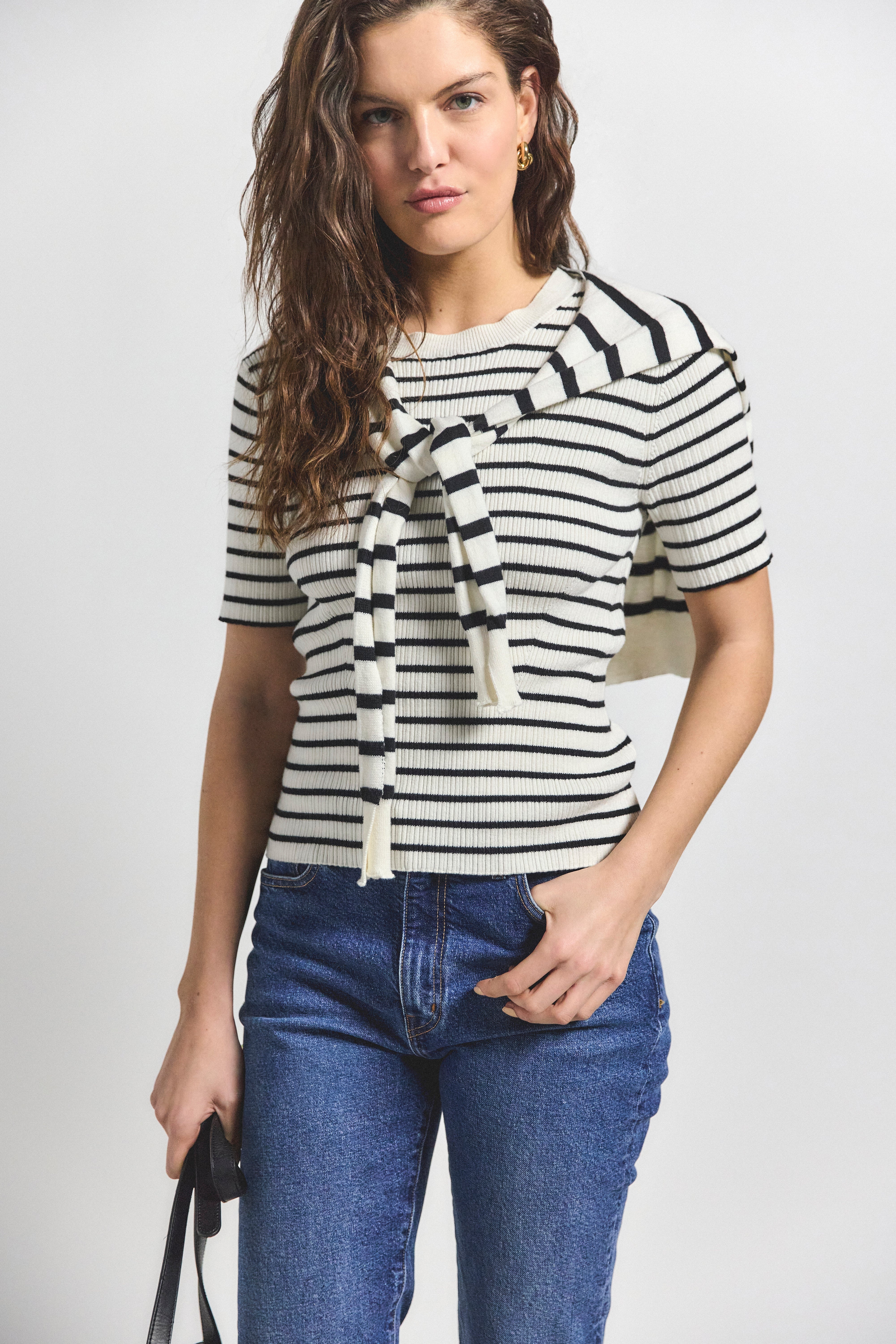 TWAIN SHORT SLEEVE PRE STYLED SWEATER - 3