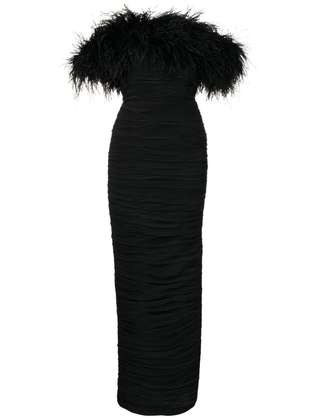 Zion feather-trim ruched gown - 1