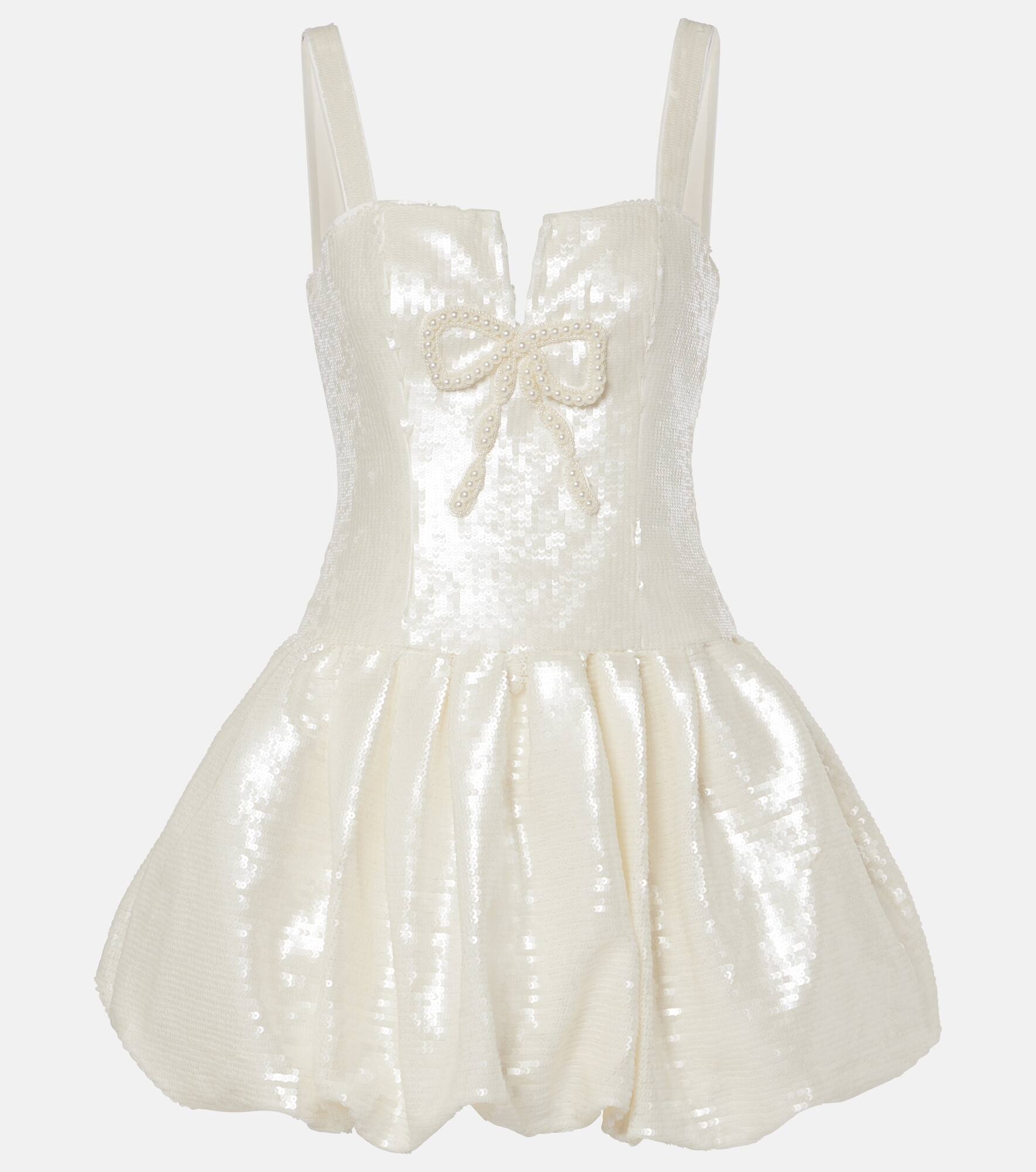 Bridal bow-detail sequined minidress - 1