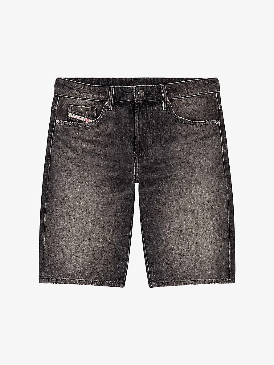 Faded-wash slim-fit denim shorts - 1