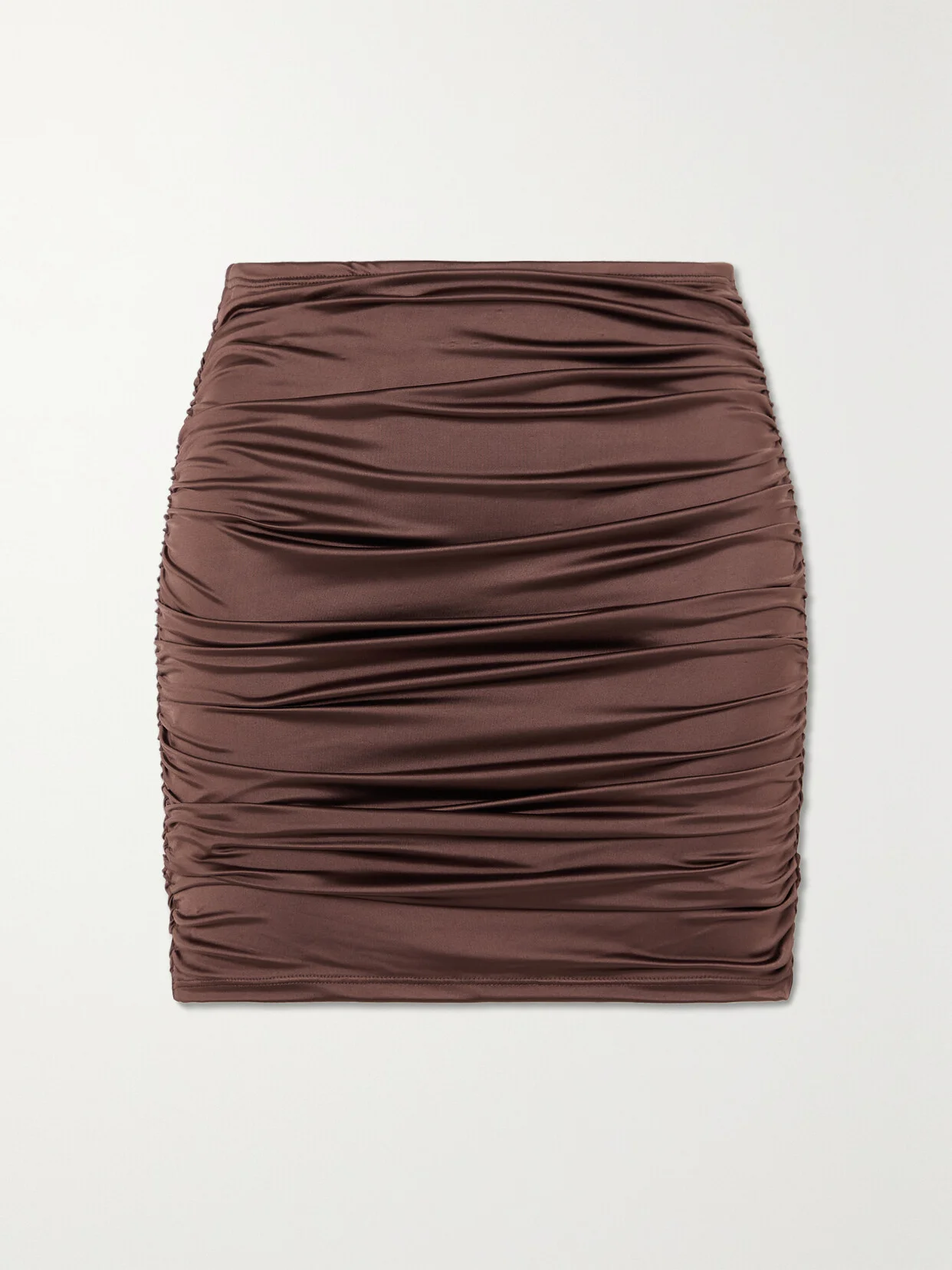 Ruched Stretch-satin Mini Skirt - 1