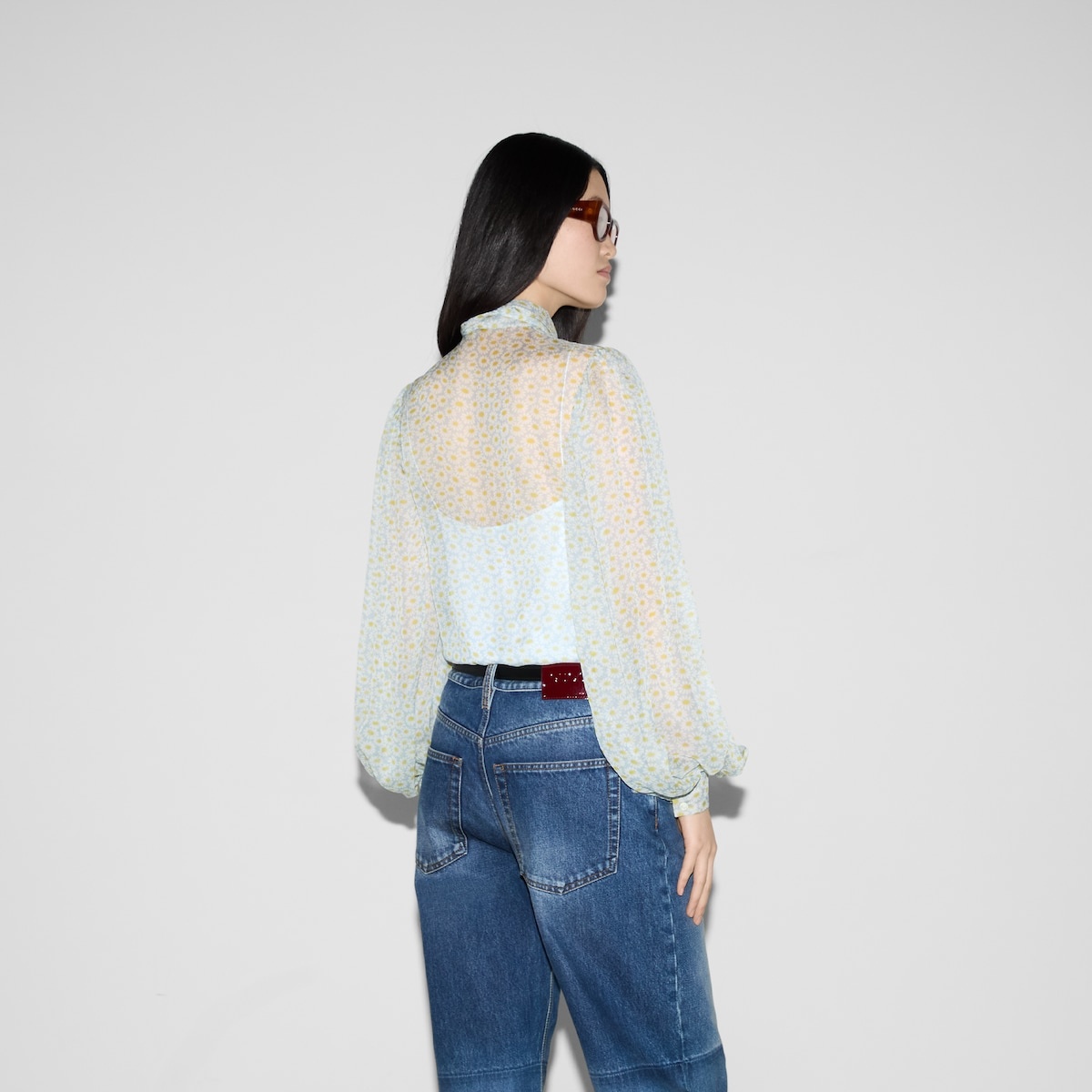 Printed silk chiffon shirt - 4