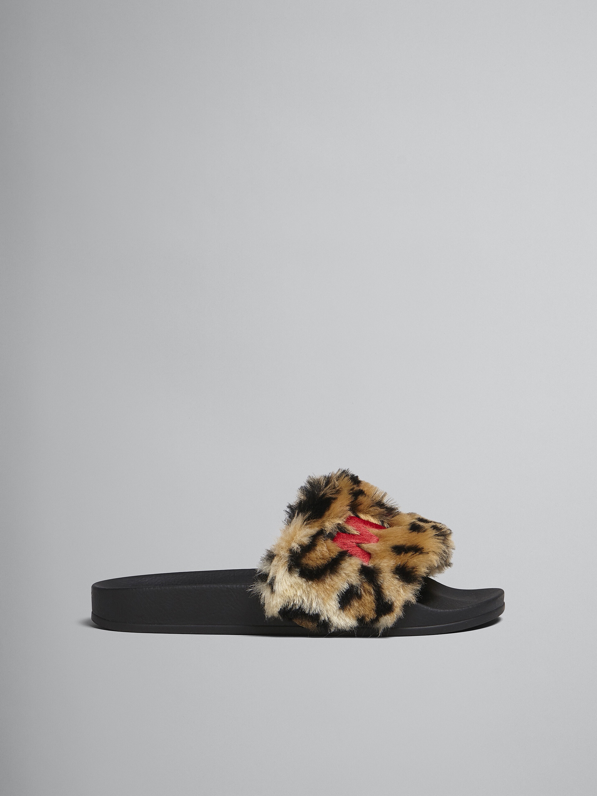 LEOPARD PRINT FAUX FUR SLIDE - 1