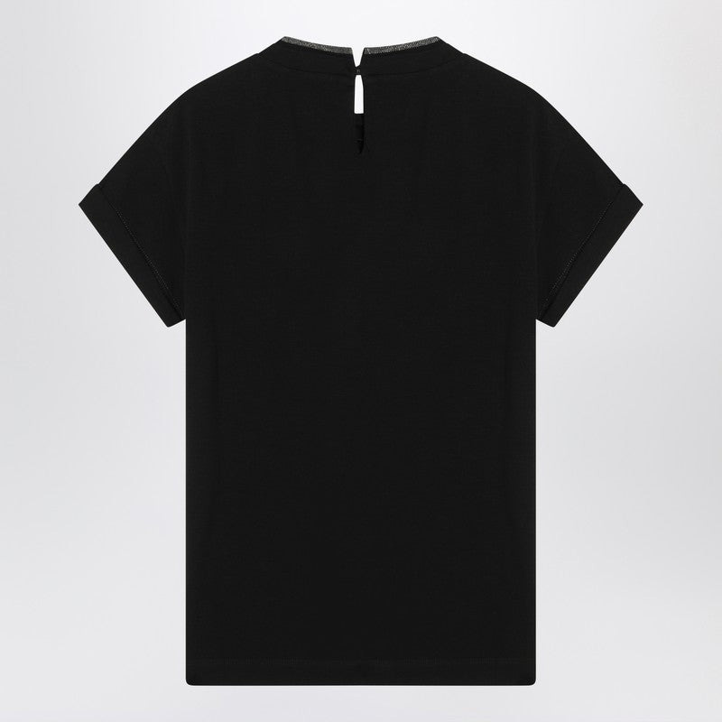 Brunello Cucinelli Black Crew-Neck T-Shirt With Pendant Women - 2