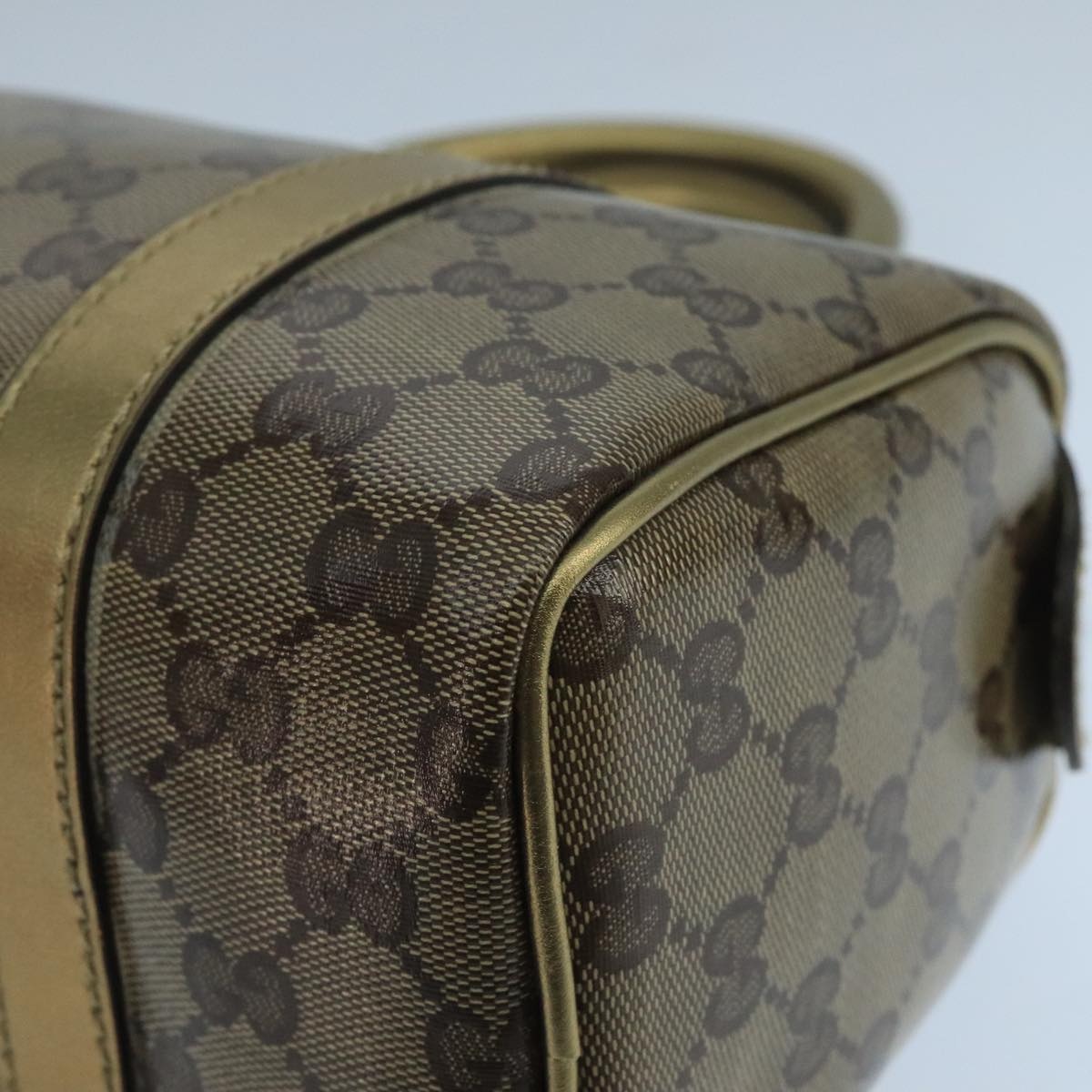 GUCCI GG Crystal Hand Bag Coated Canvas Brown Gold - 15
