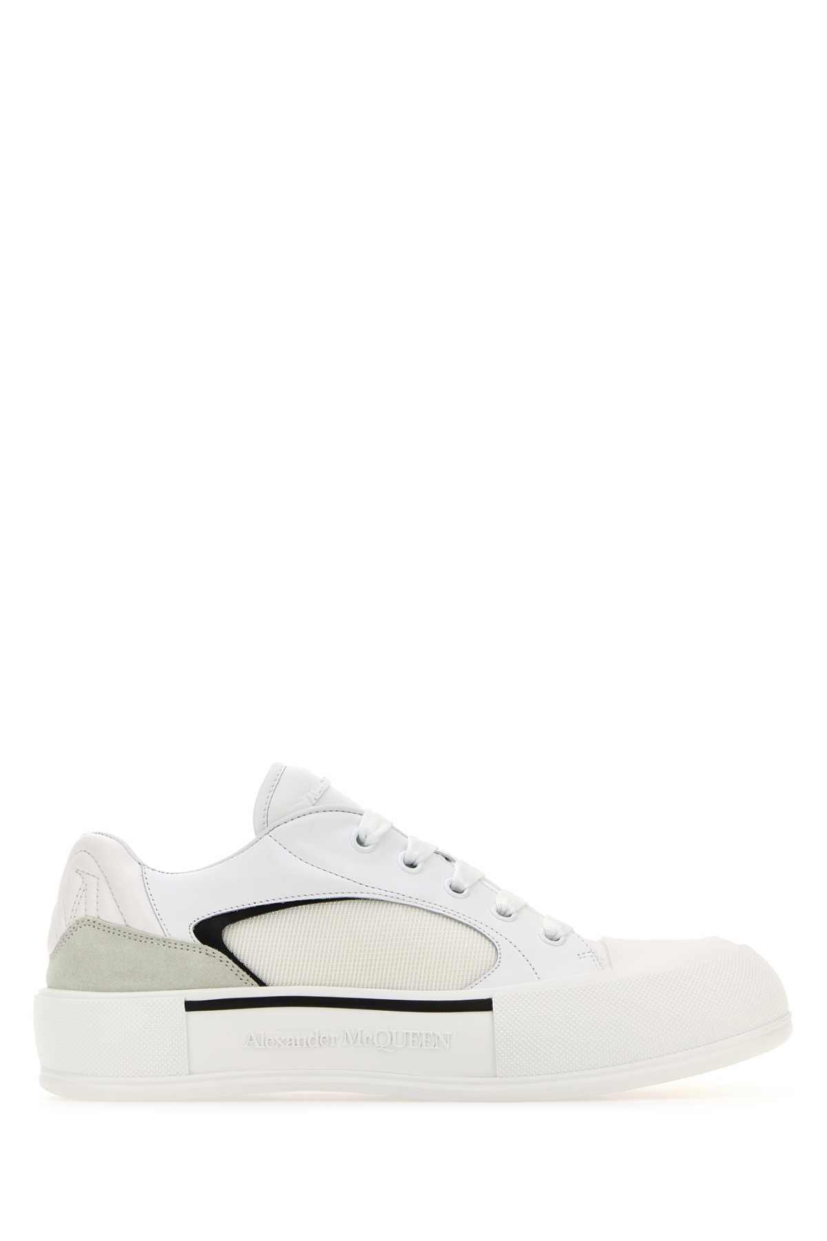 スニーカー Alexander Mcqueen White Canvas And Leather Plimsoll Sneakers Alexander McQueen Alexander Mcqueen Men White Canvas And