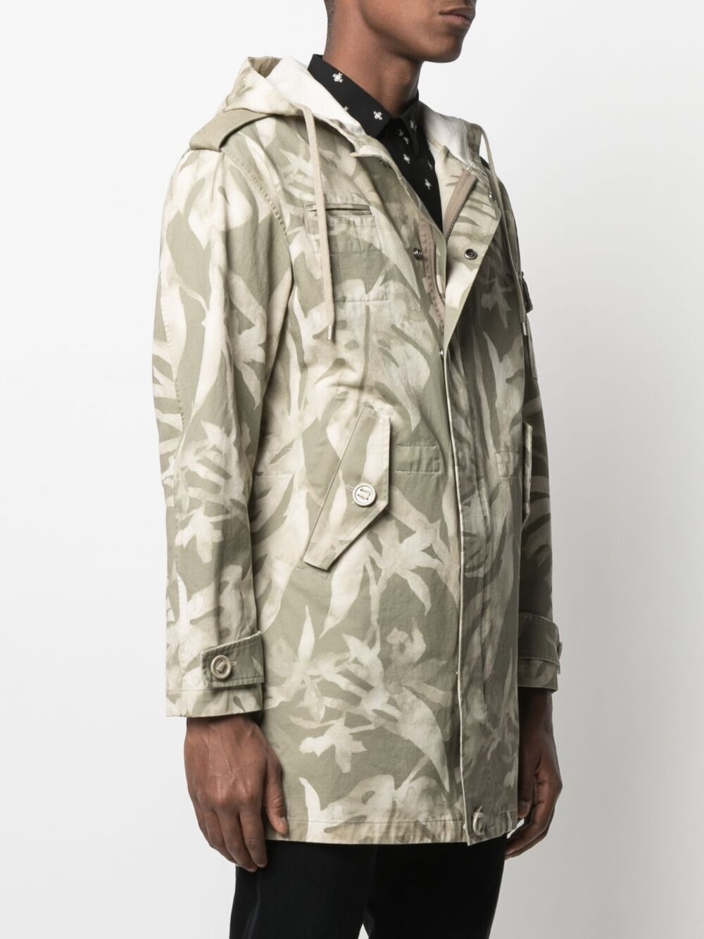 leaf pattern hooded parka - 3