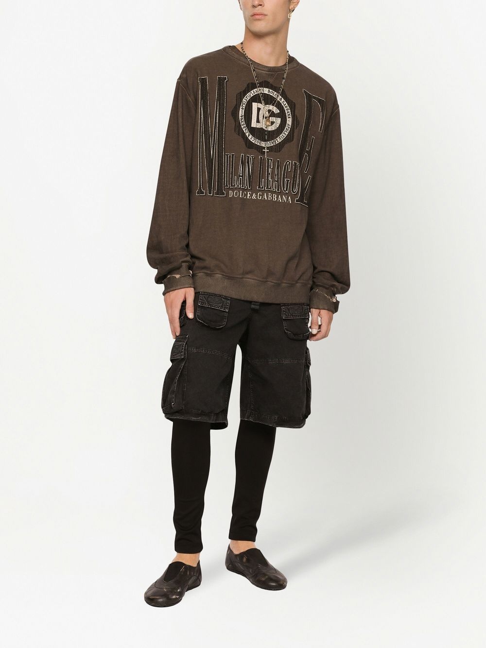 logo-print cotton sweatshirt - 3