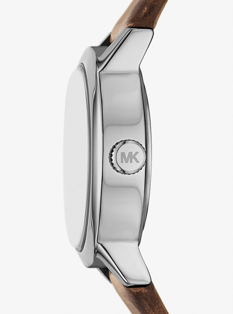MICHAEL KORS COLLECTION Limited-Edition Petite Maude Silver-Tone and Crocodile Embossed Leather Watch outlook